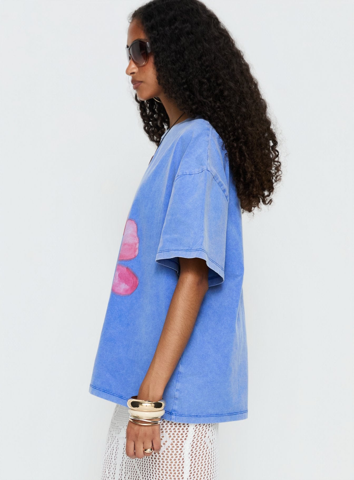 Watercolour Daydream Oversized Graphic Tee Washed Blue - Image 4