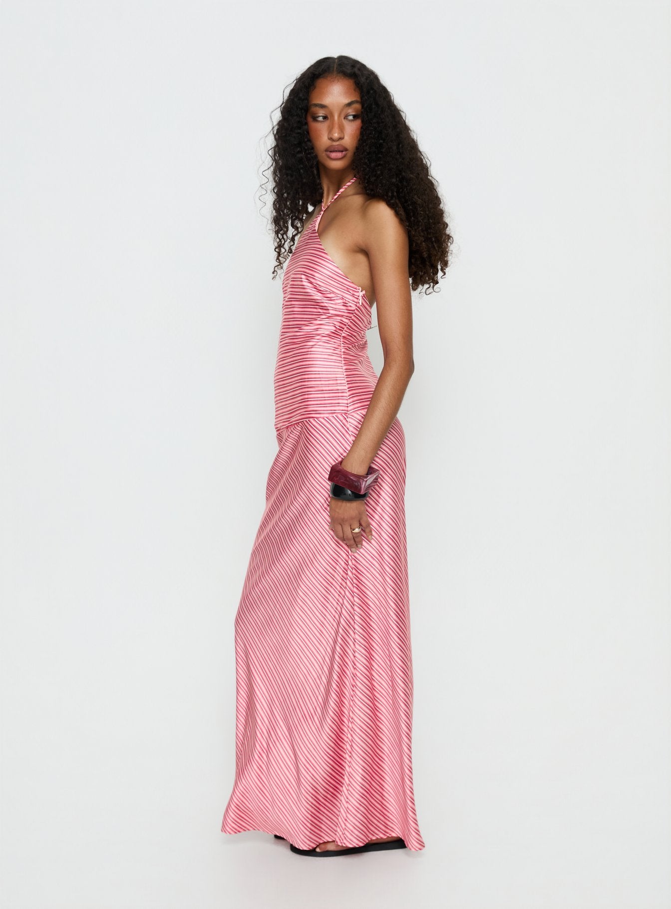 Bellamissimo Halter Maxi Dress Pink Stripe - Image 4