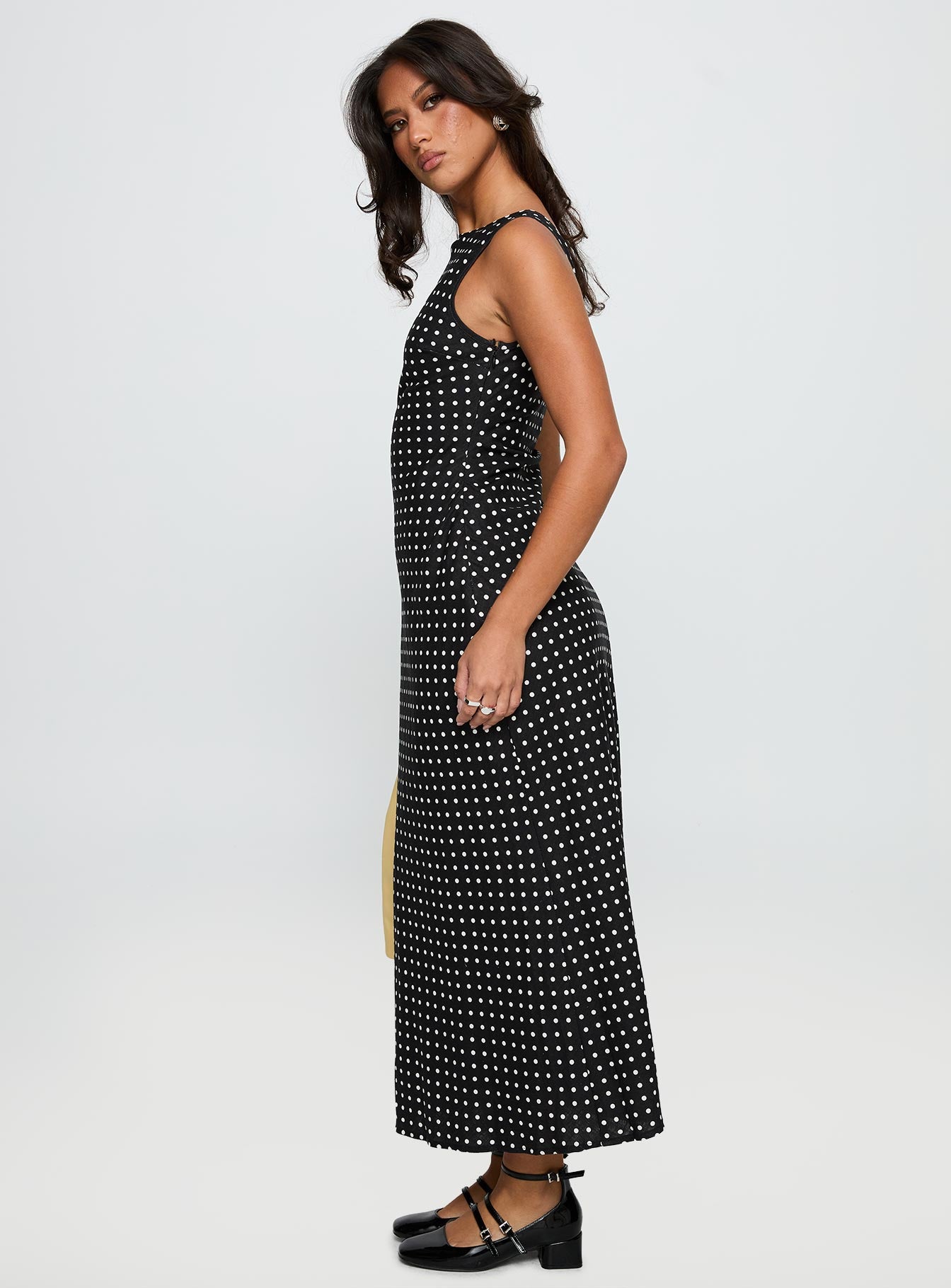 Voyager Linen Blend Midi Dress Black Polka - Image 4