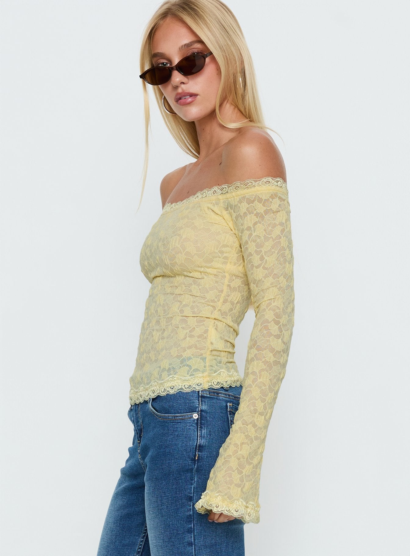 Mochapella Off The Shoulder Top Lemon - Image 3