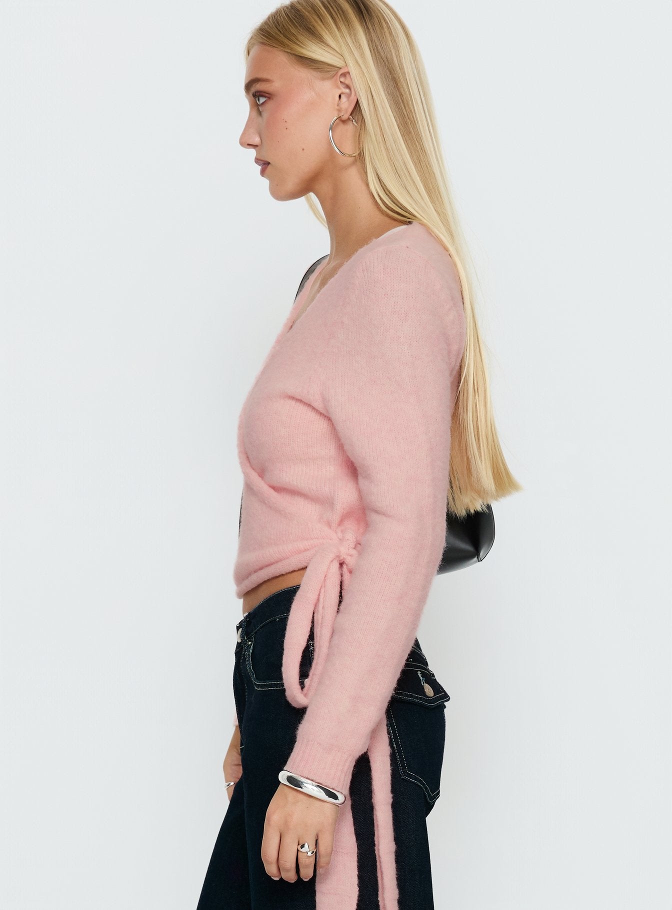 Tonee Wrap Knit Cardigan Pink - Image 3
