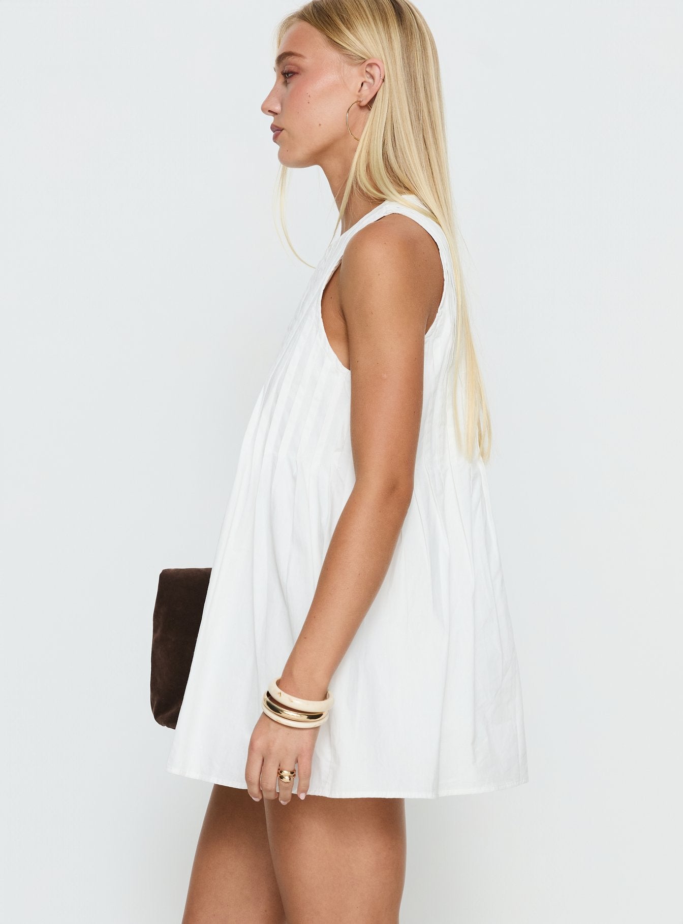 Dreamboat Pleated Mini Dress White - Image 4