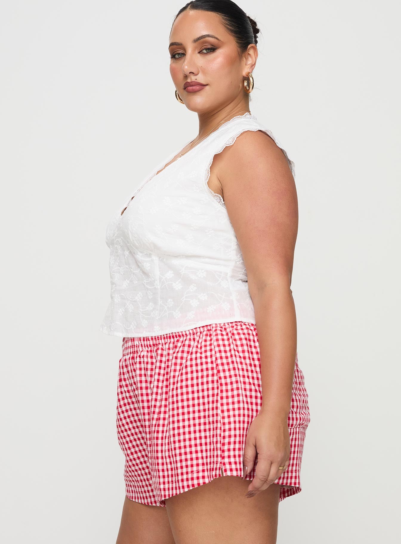 Beach House Shorts Red / White Gingham Curve - Image 4
