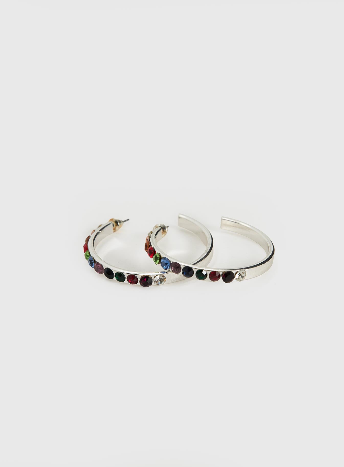 Leanah Gemstone Hoop Earrings Silver - Image 4