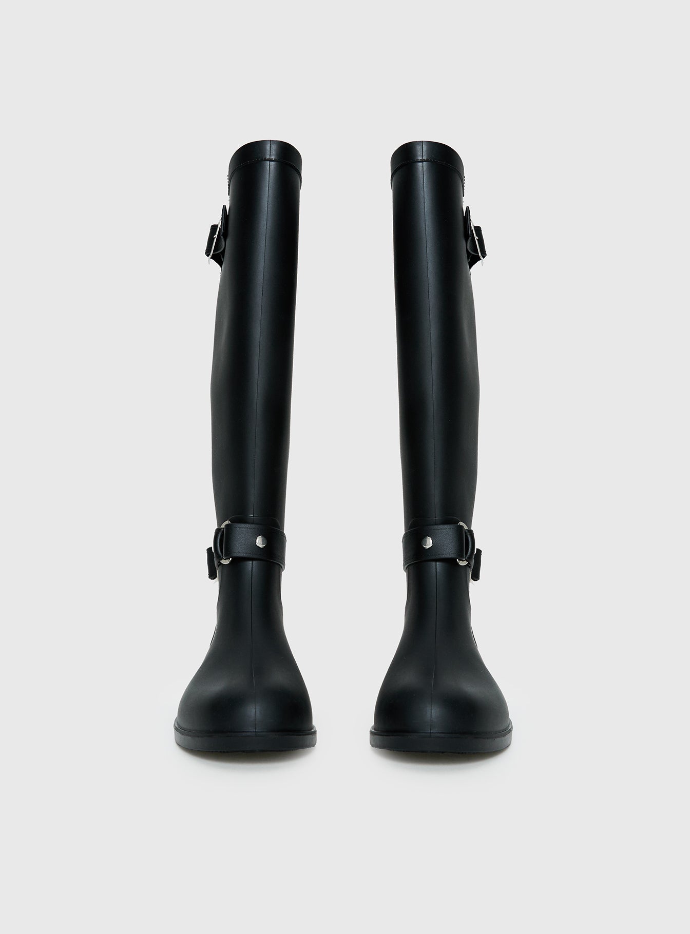 Elvera Buckle Detail Rubber Gumboots Black - Image 3
