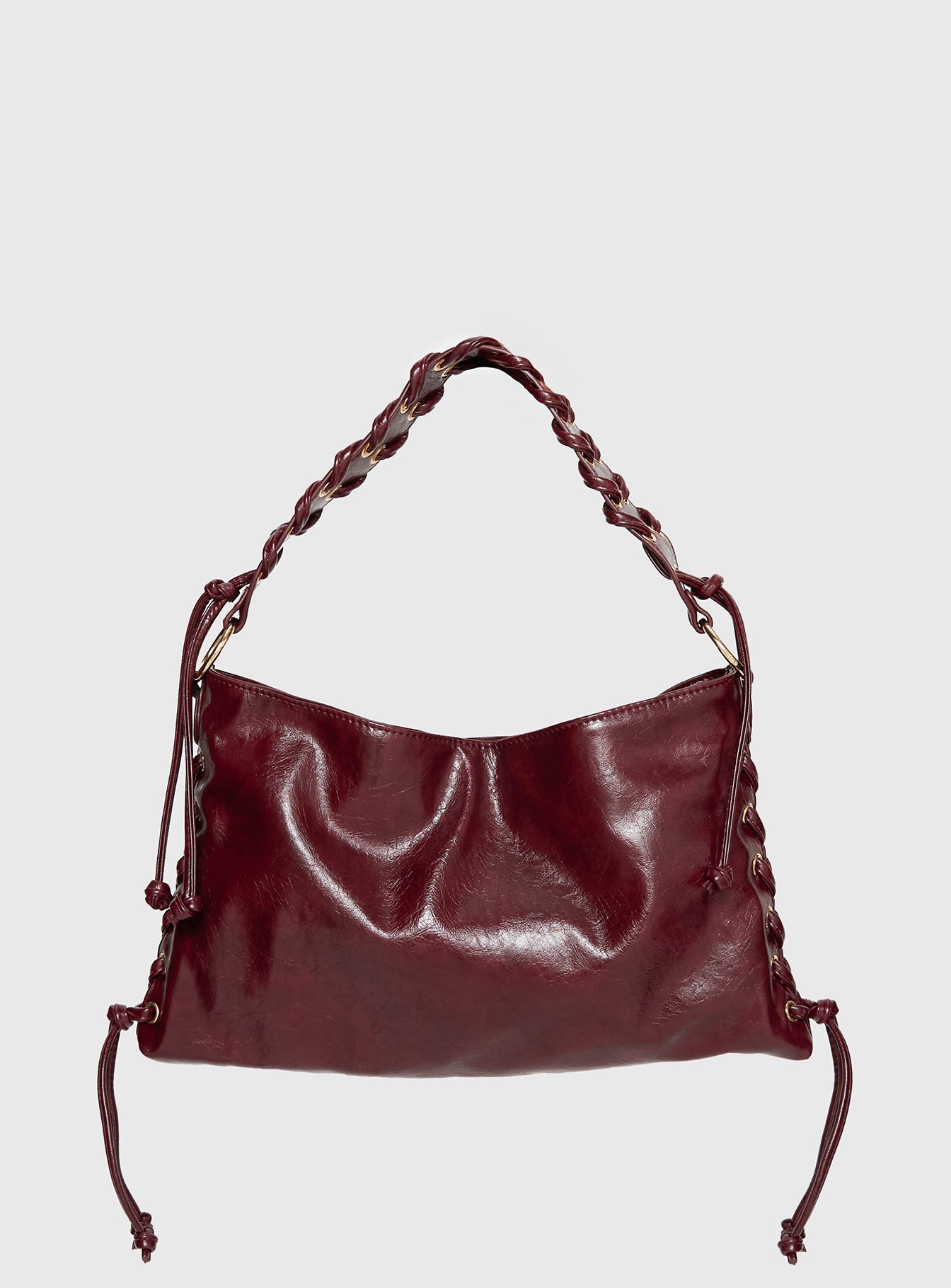 Amadea Tie Detail Shoulder Bag Burgundy - Image 4