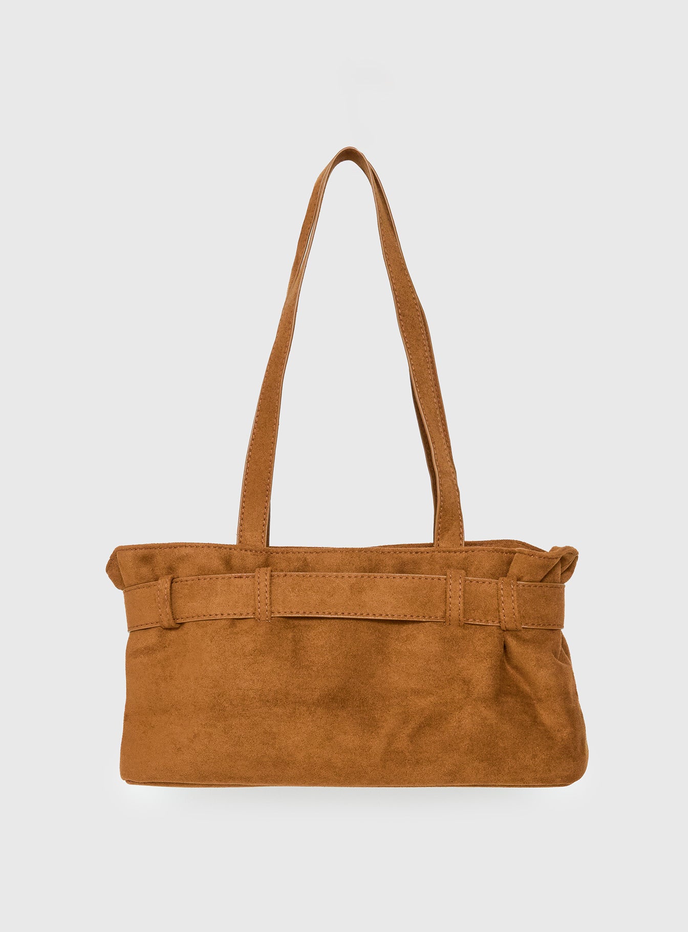Views Of Capri Faux Suede Buckle Shoulder Bag Brown - Image 4