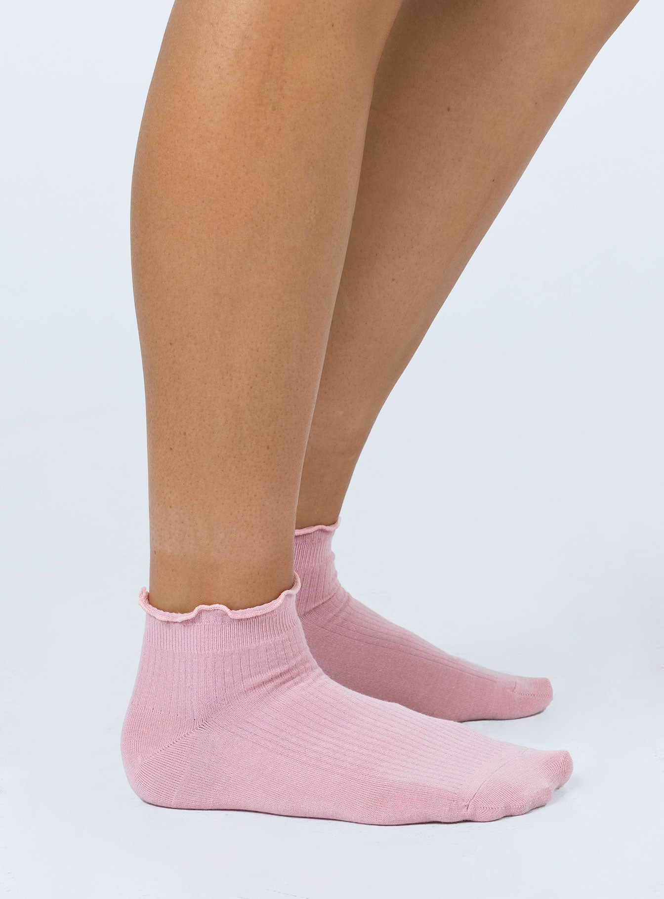 Ribbed Ruffle Socks Baby Pink - Image 2