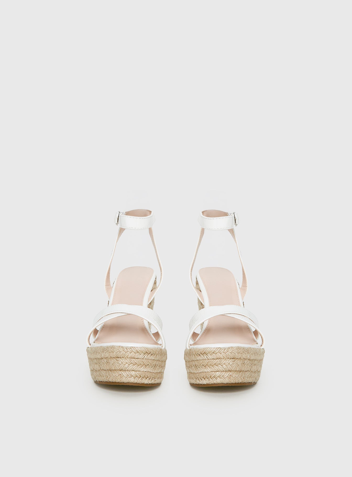 Jesper Espadrille Wedged Heels White Croc - Image 4