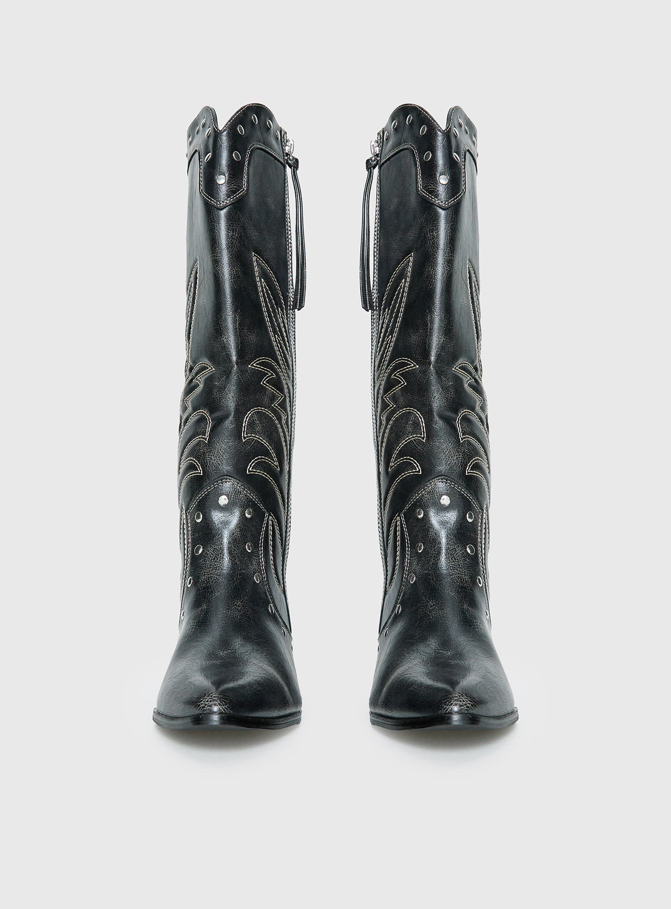 Austin Distressed Cowboy Boots Black - Image 3