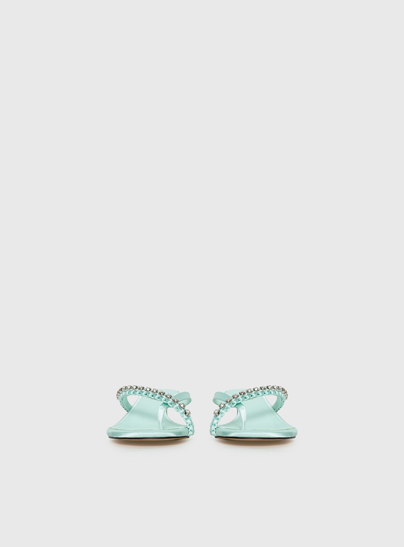 Little Italy Diamante Detail Thong Heels Aqua - Image 3