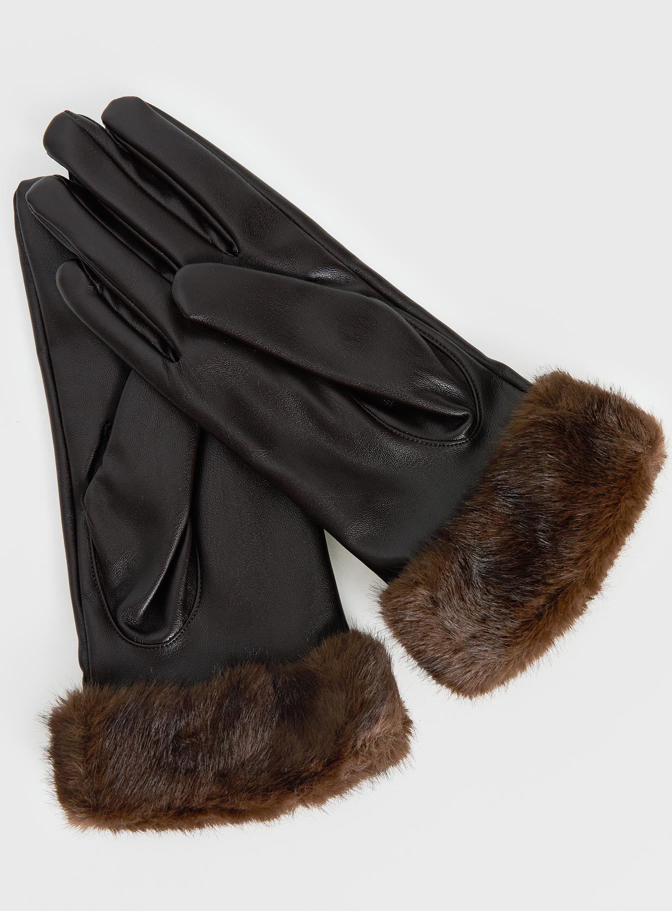 Elowynn Faux Leather Gloves Brown - Image 4