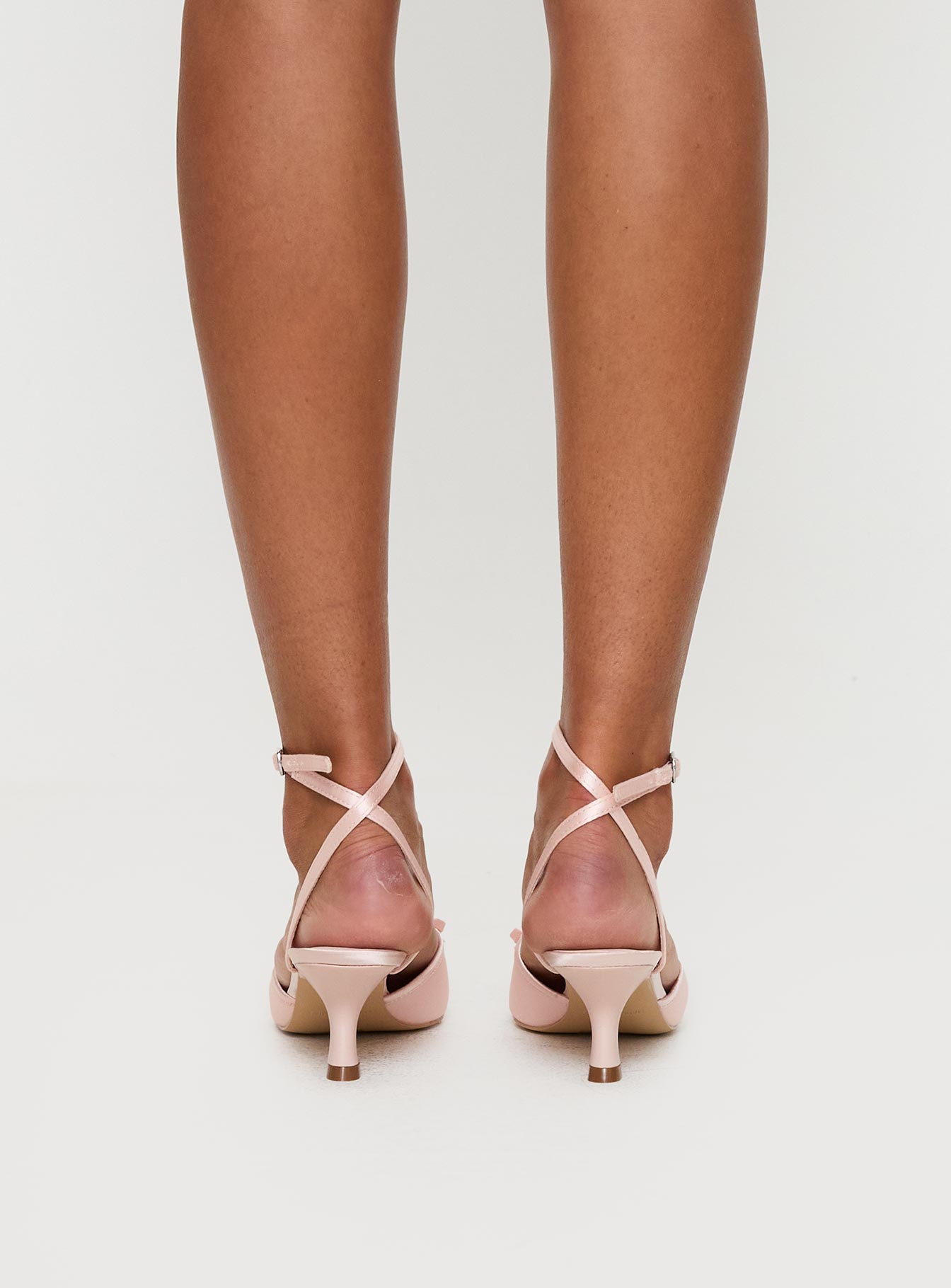 Clio Satin Pointed Toe Heels Baby Pink - Image 4