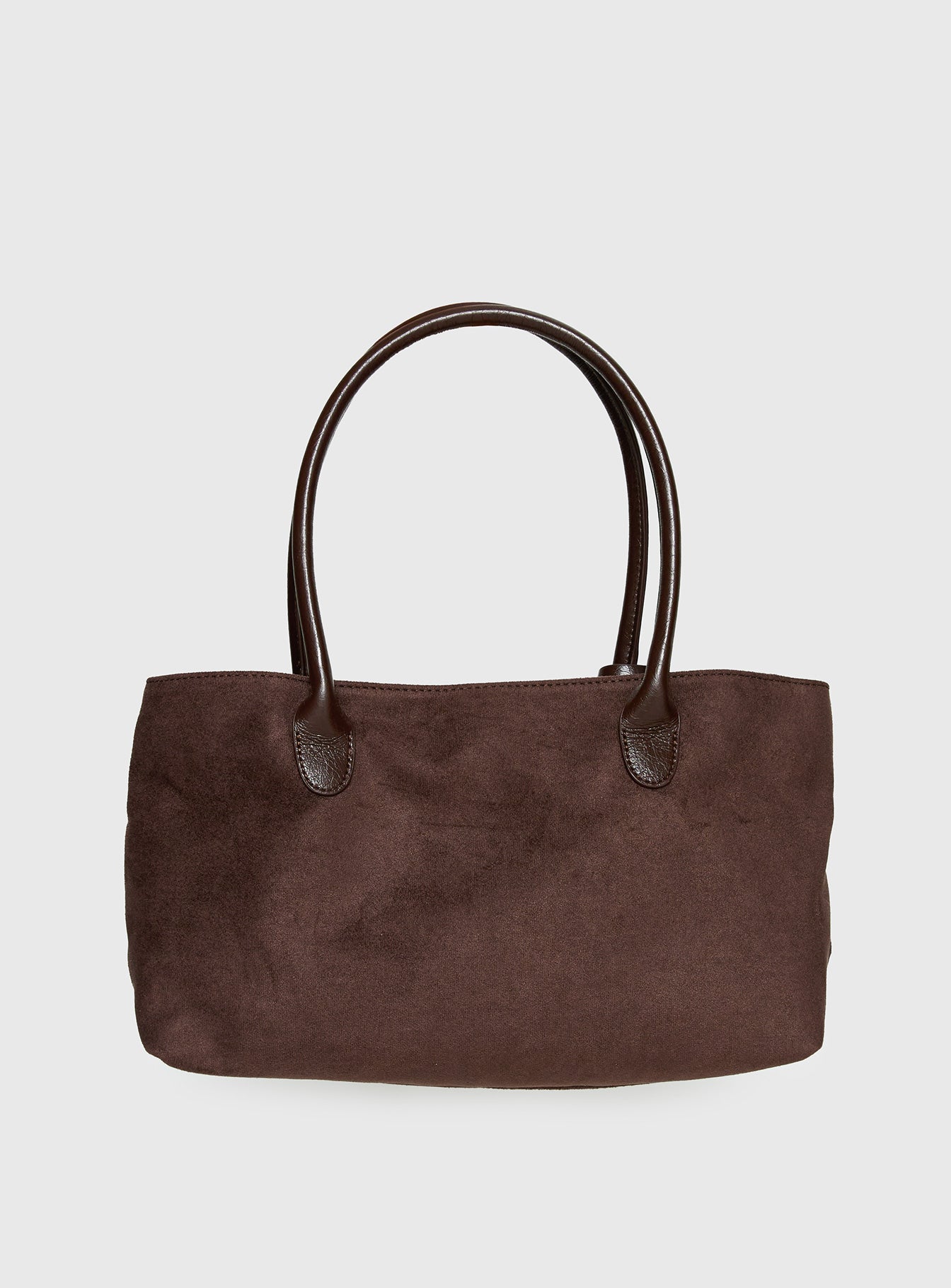Yearning Faux Suede Buckle Detail Shoulder Bag Choc - Image 4