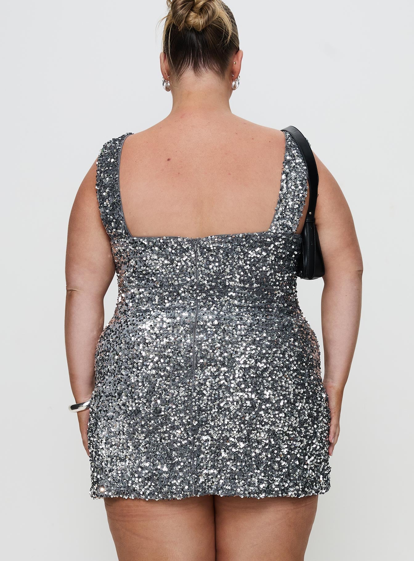 Miss Me Sequin Mini Dress Silver Curve - Image 5
