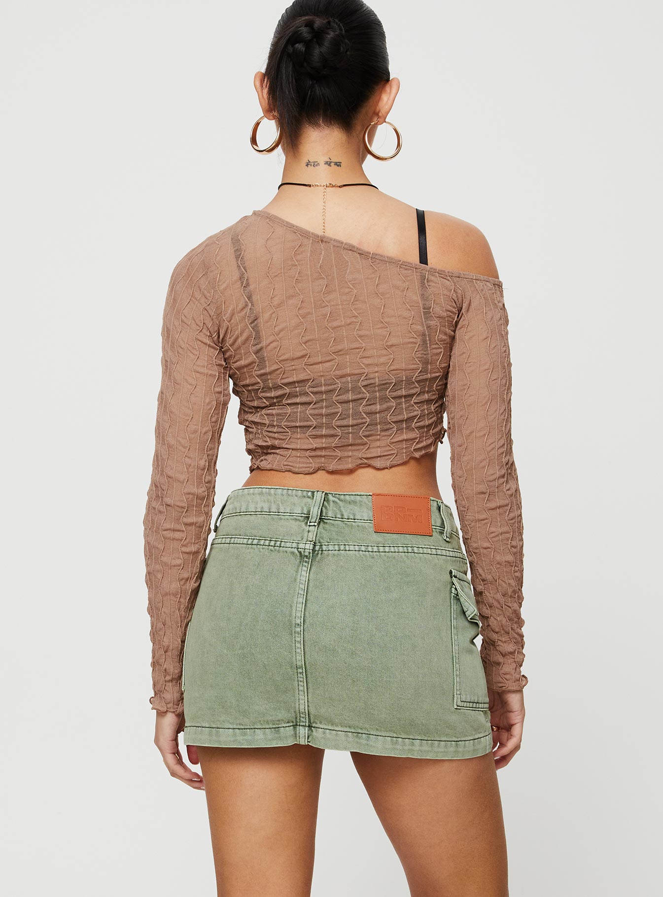 Zakai Cargo Denim Mini Skirt Green - Image 7