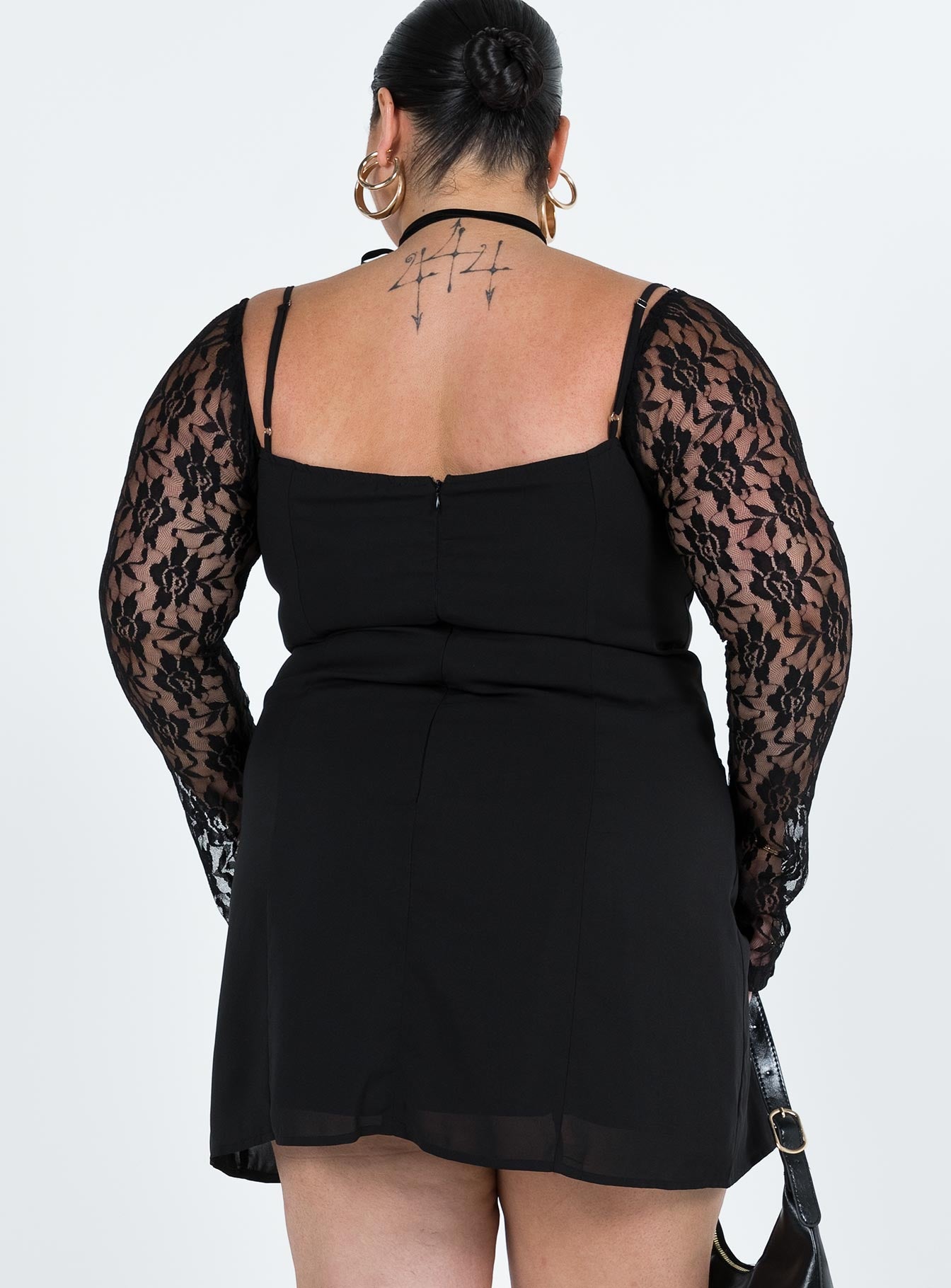 Ashwood Lace Sleeve Mini Dress Black Curve - Image 7