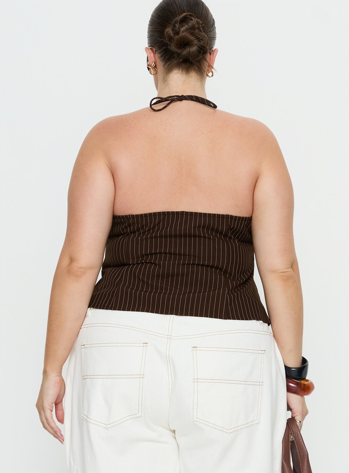 Cherise Bead Detail Top Brown Pinstripe Curve - Image 4