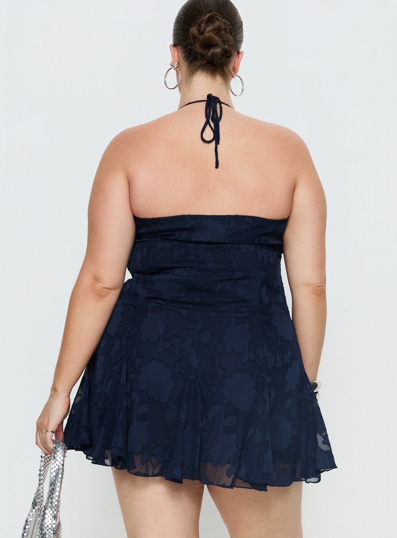 Delamere Mini Dress Navy Burnout Curve - Image 5