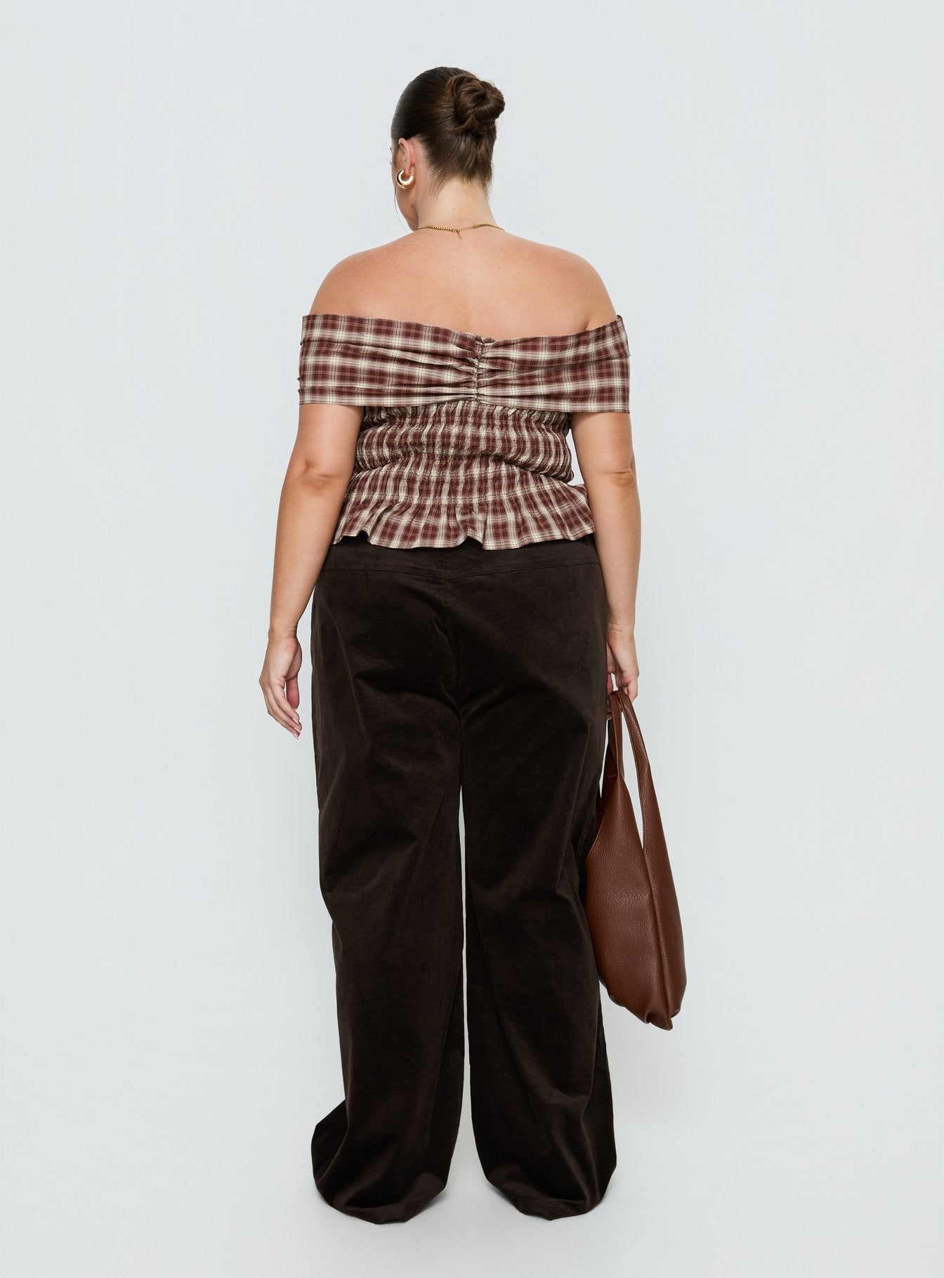 Kenza Wide Leg Corduroy Pant Brown Curve - Image 4