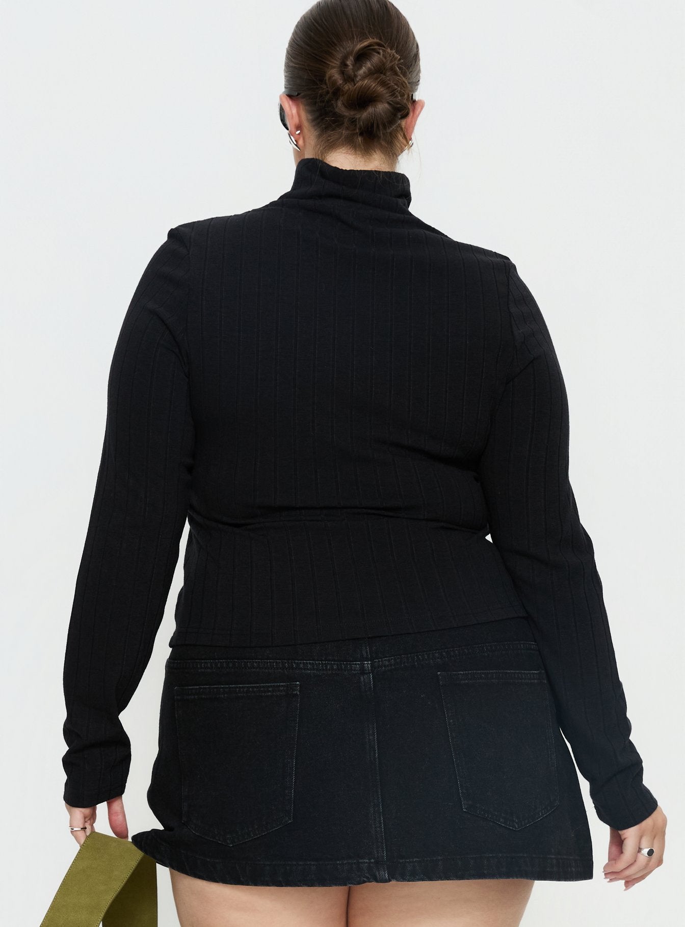 Enisa High Neck Long Sleeve Top Black Curve - Image 5