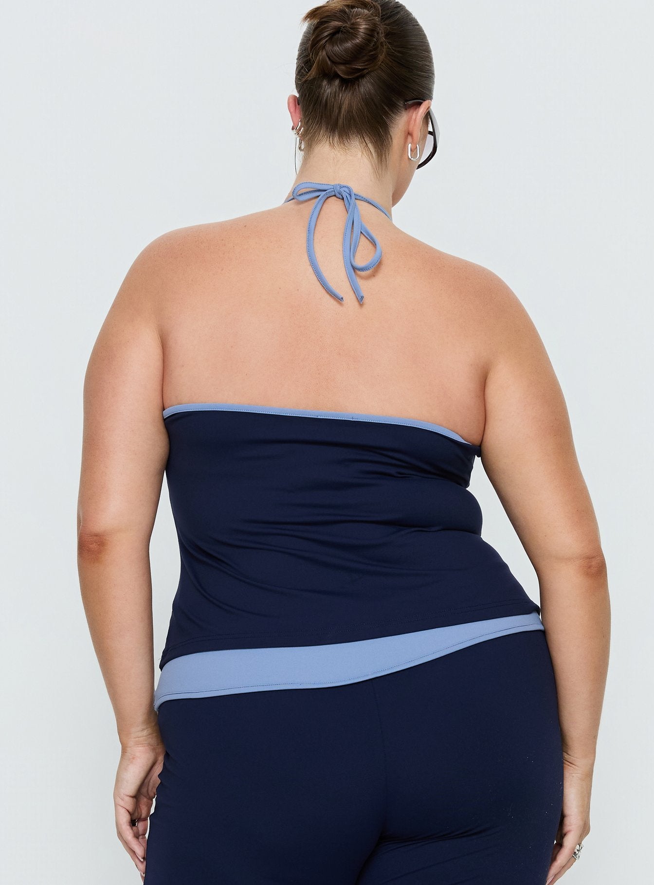Kobee Jersey Halter Top Navy / Light Blue Curve - Image 5