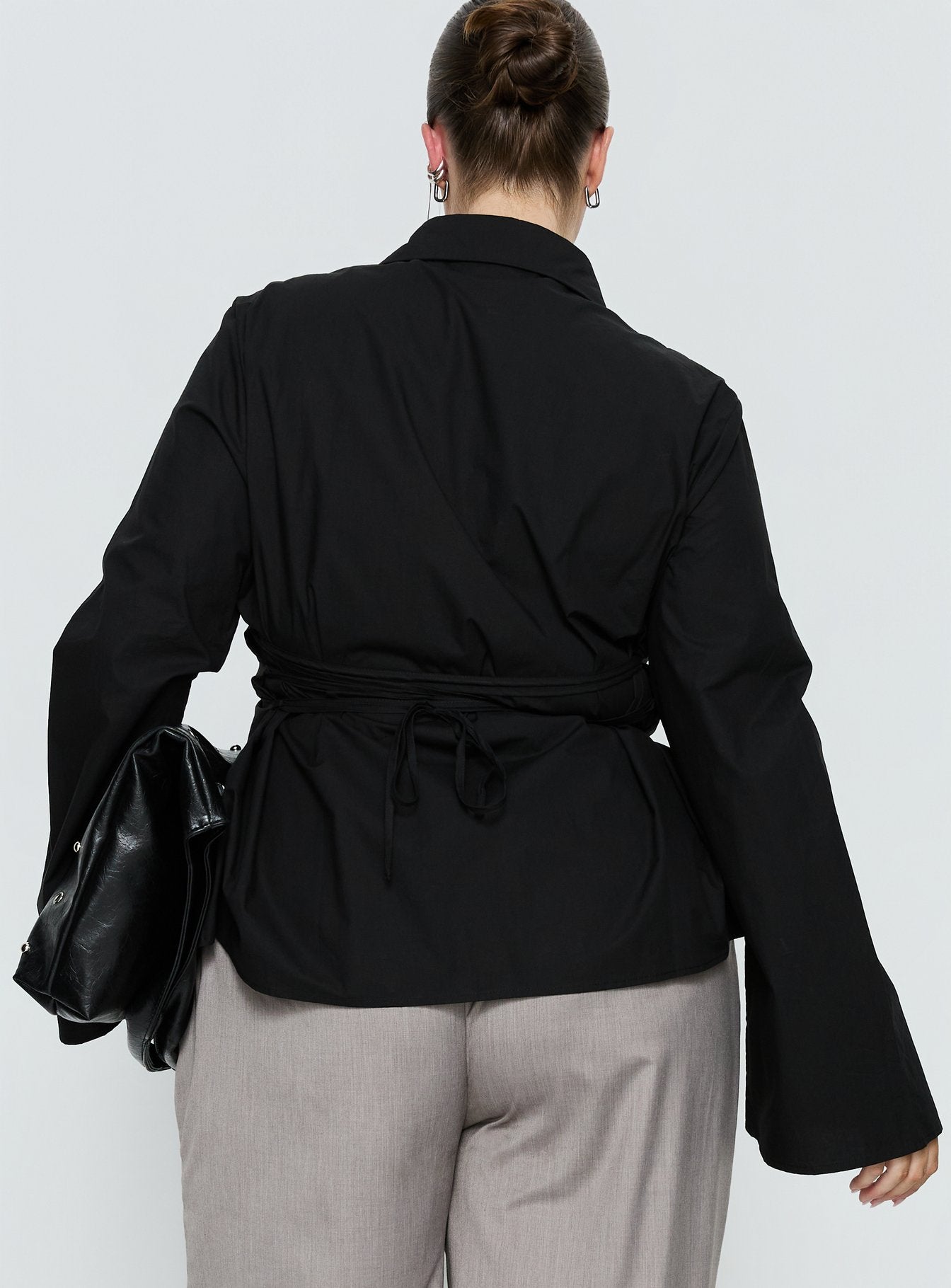 Eryx Tie Back Button Up Top Black Curve - Image 5