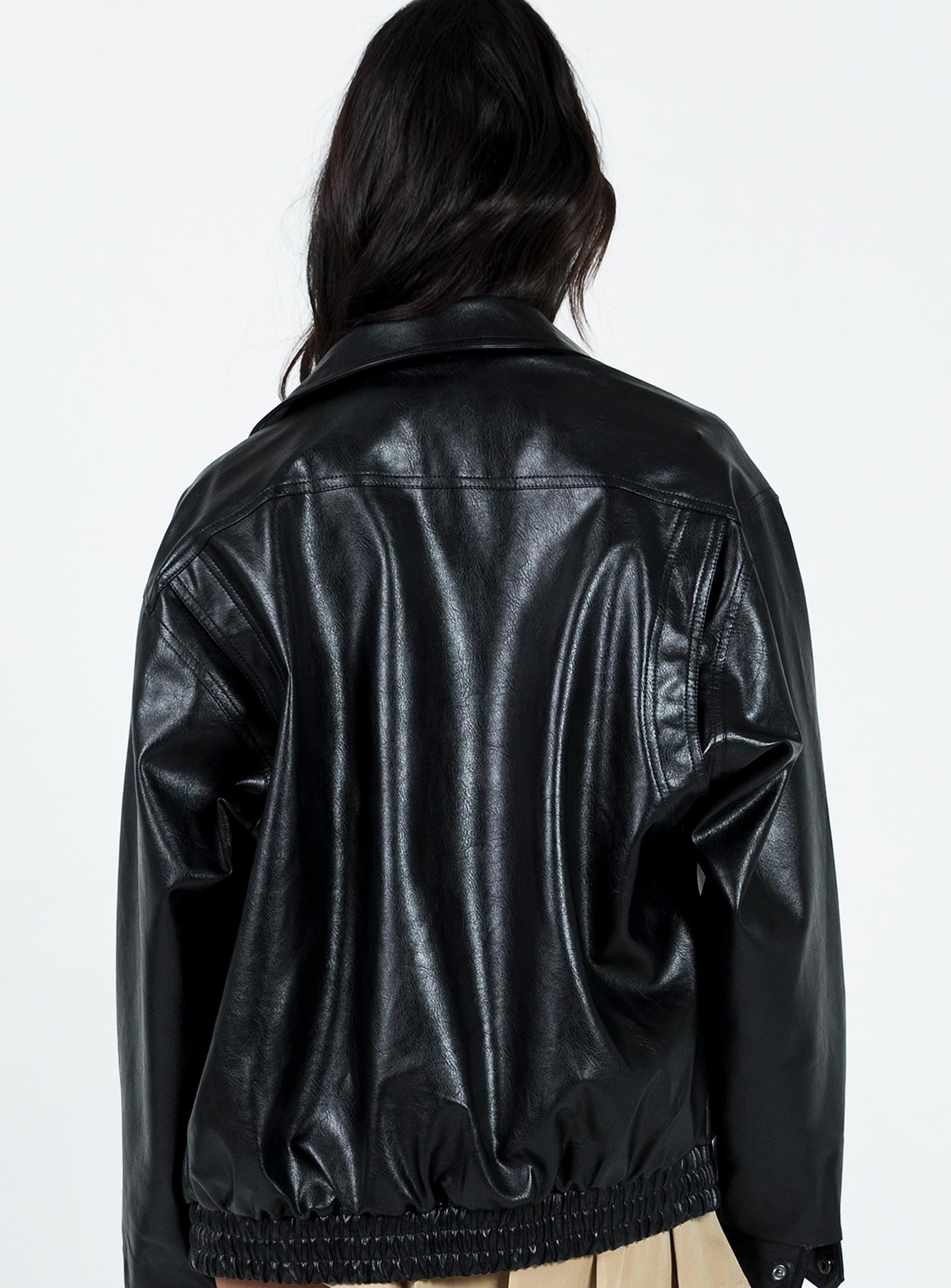 Devija Faux Leather Jacket Black - Image 5