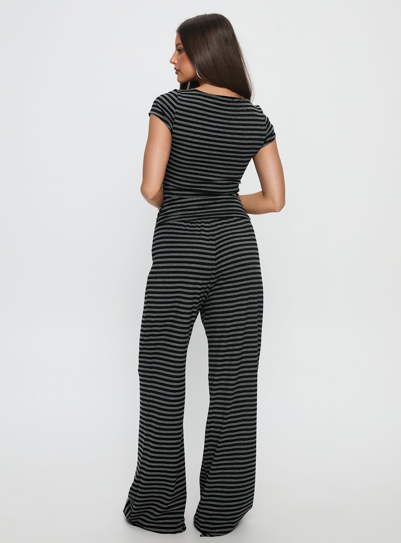 Gavrielle Jersey Wide Leg Pants Stripe - Image 5