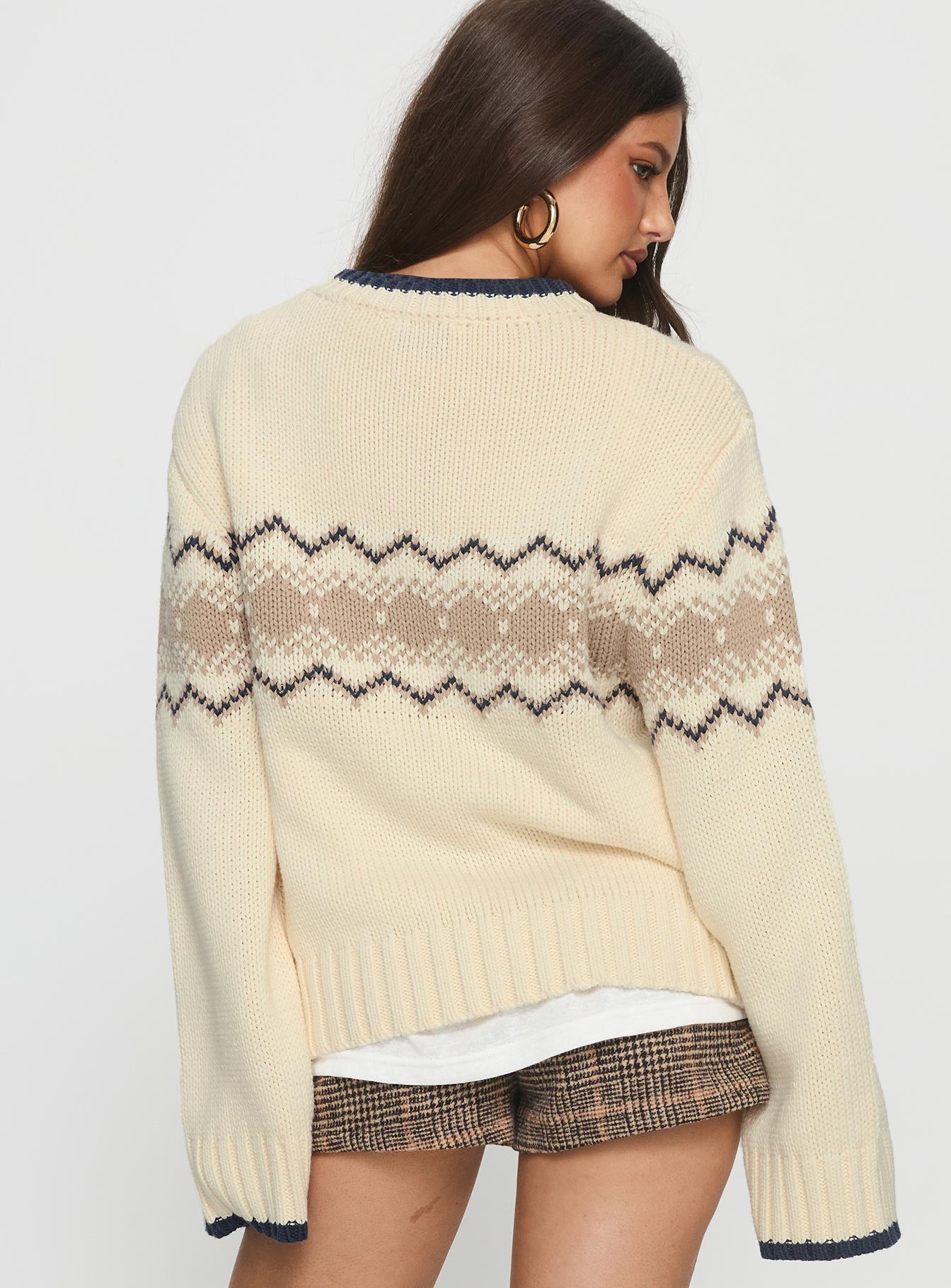 Madalynn Knit Graphic Jumper Beige - Image 5