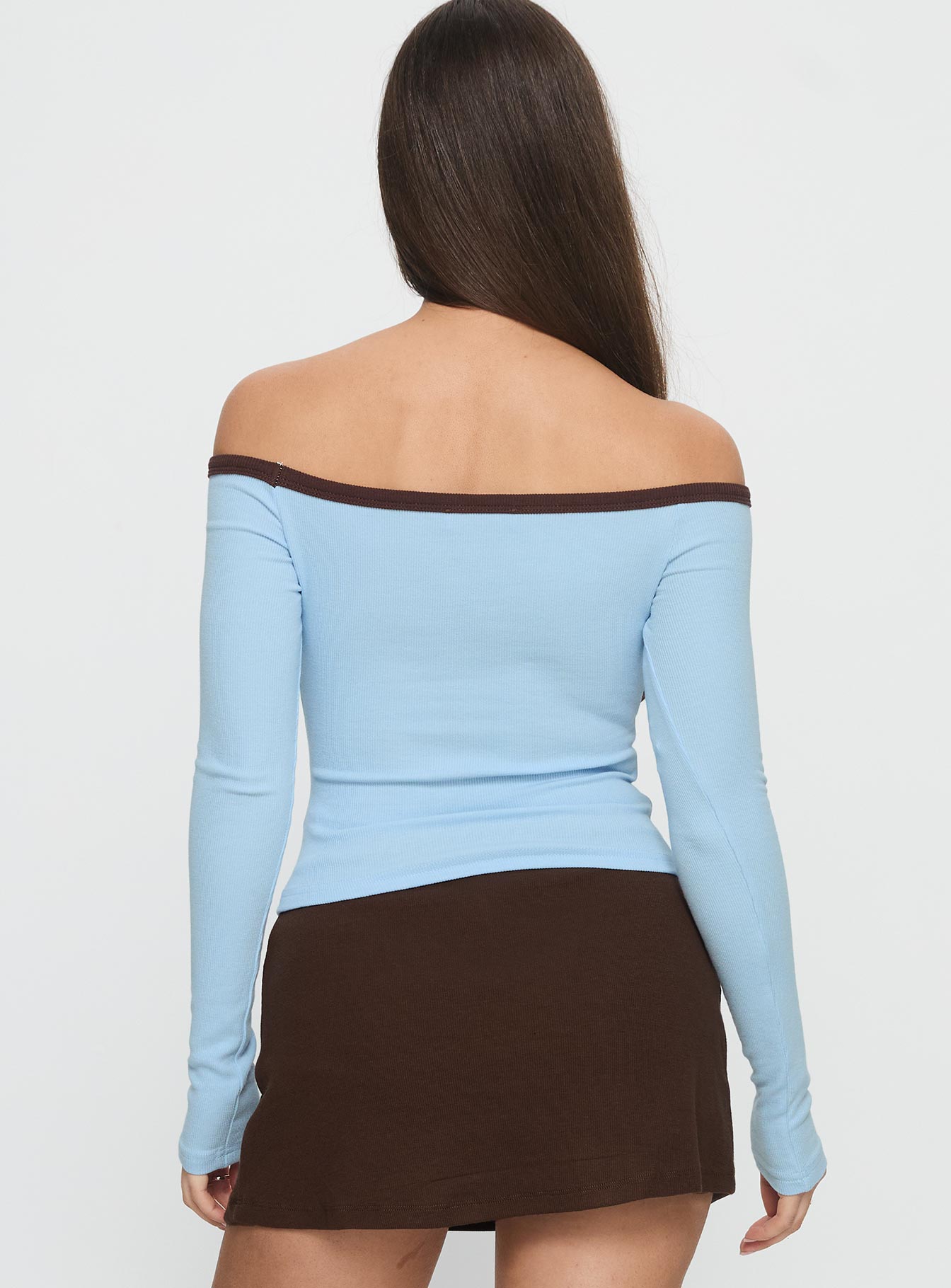 Baseline Off Shoulder Top Blue / Brown - Image 5