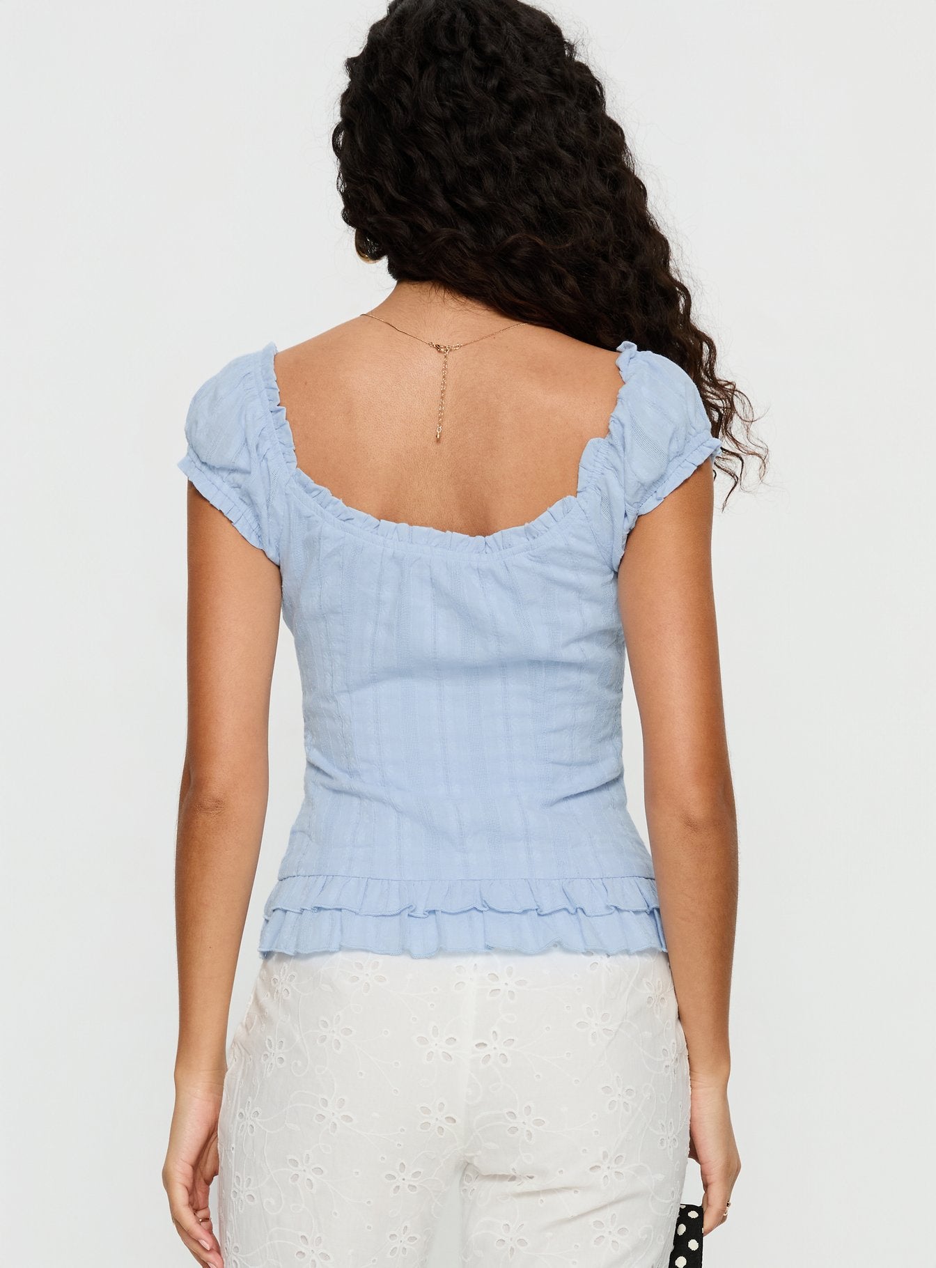 Suiter Frill Detail Top Soft Blue - Image 5