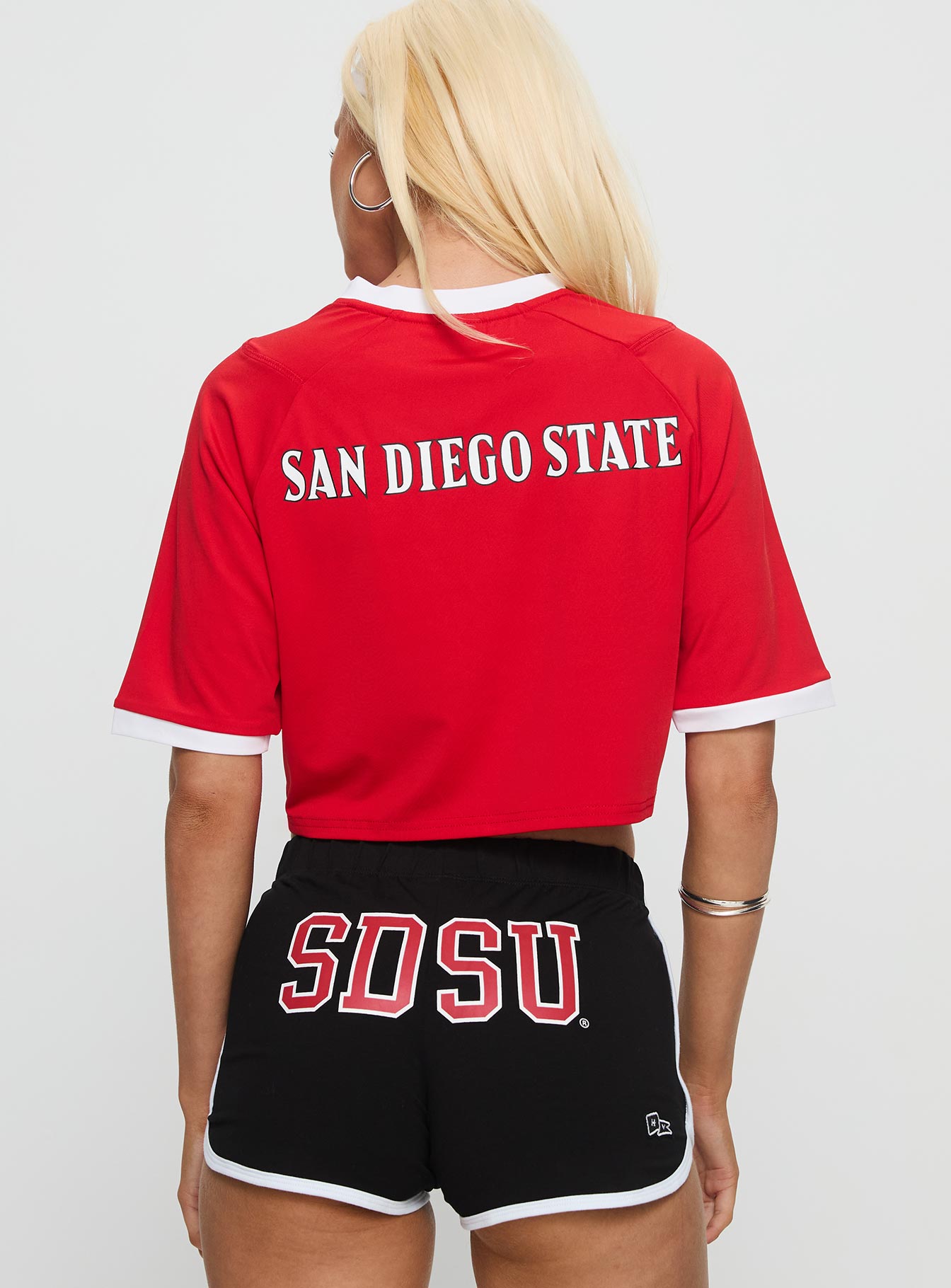 SDSU Cropped Soccer Jersey Tee Red - Image 4