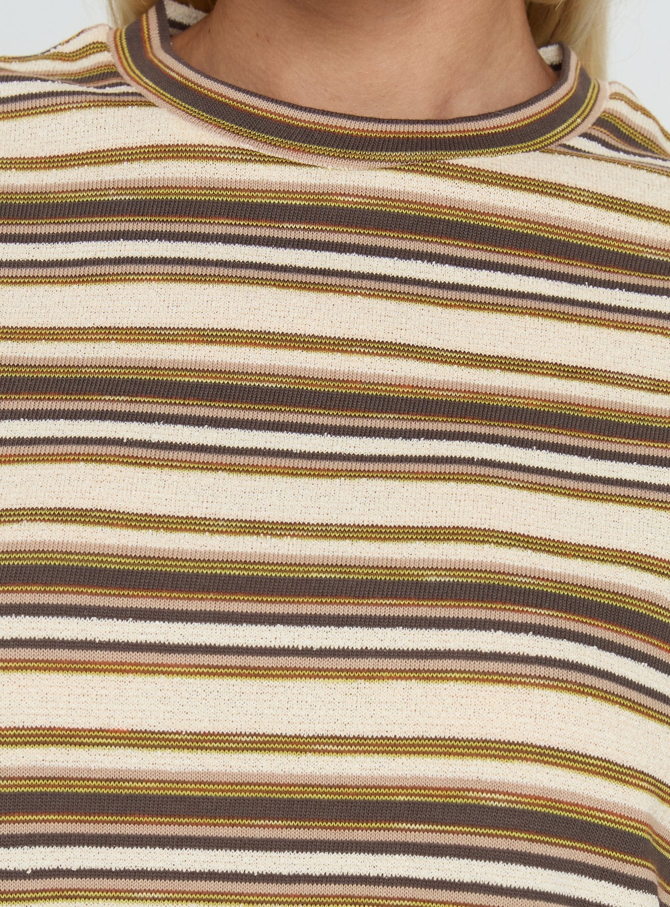 Rubez Terry Towelling Boxy Top Brown Stripe - Image 5