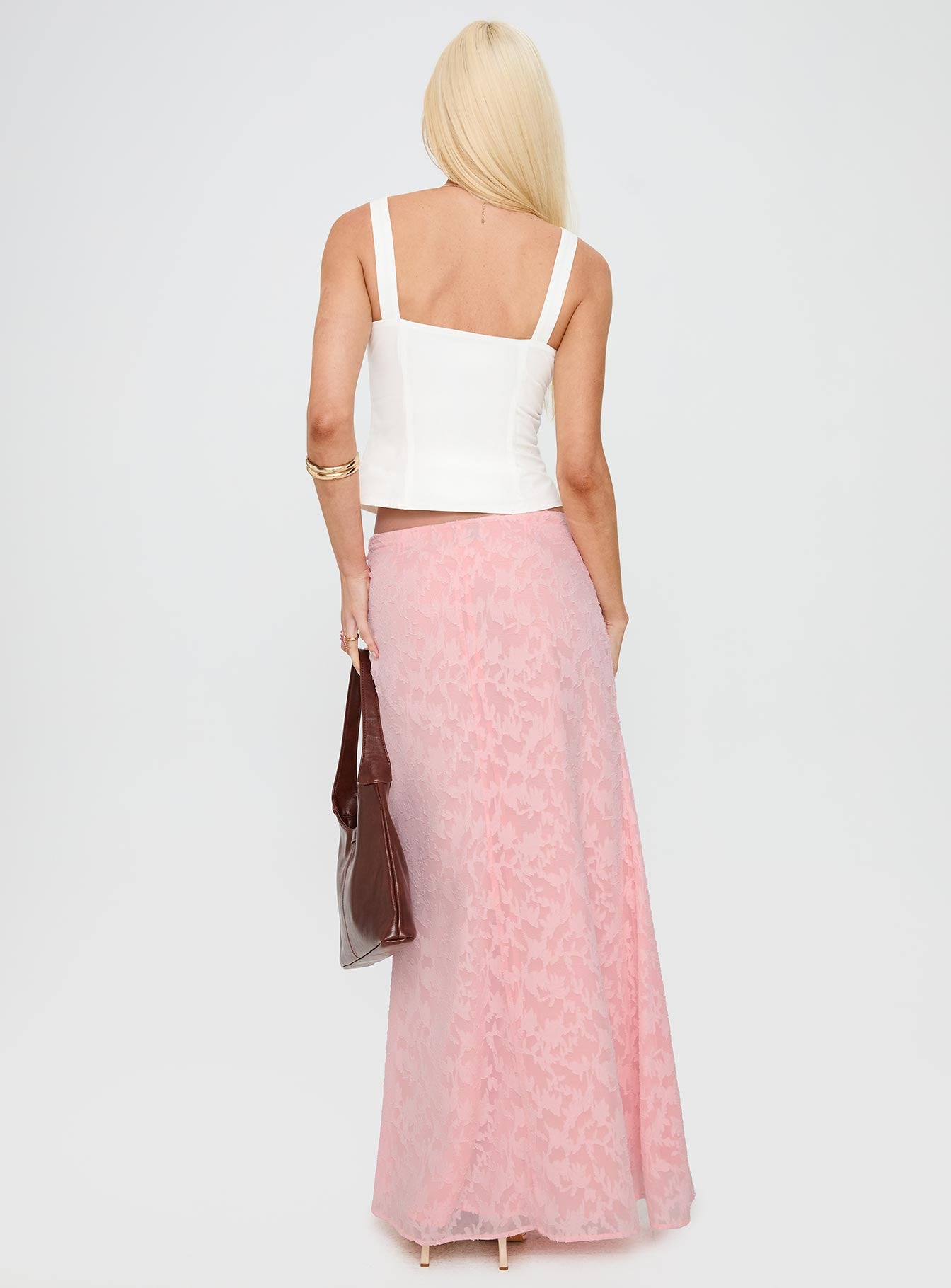 Youthful Spirit Lace Maxi Skirt Pink - Image 5