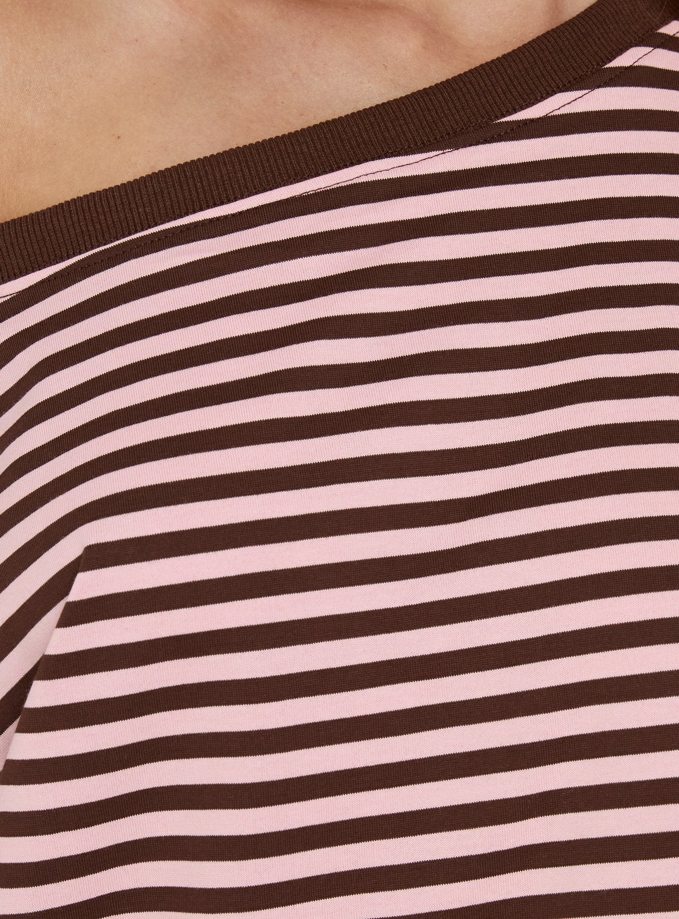 Settle Down One Shoulder Top Pink / Chocolate Stripe - Image 5