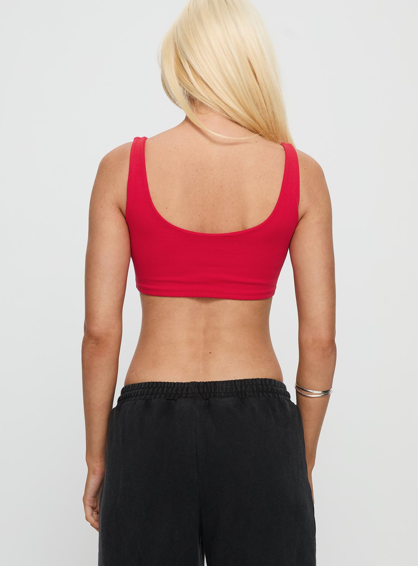 SDSU Scoop Neck Crop Top Red - Image 4