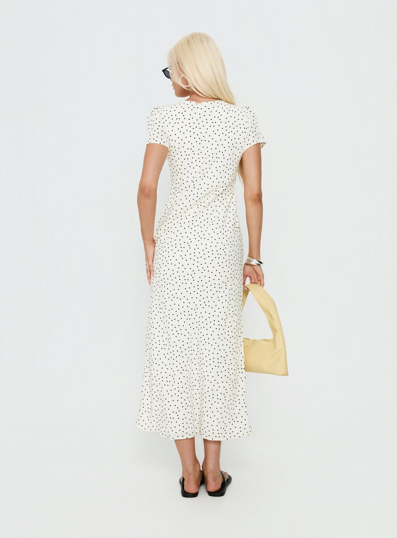 Mareiko V Neck Maxi Dress Cream Polka Dot - Image 5