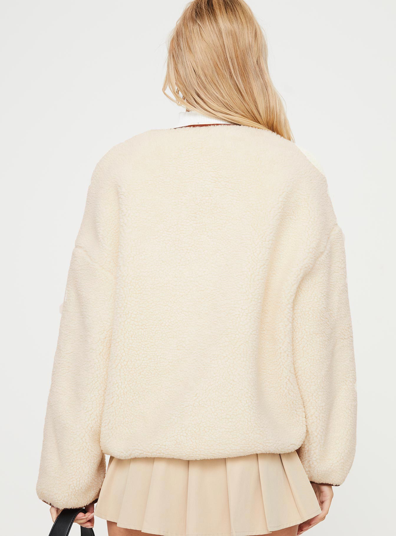Adylic Teddy Coat Cream / Brown - Image 5
