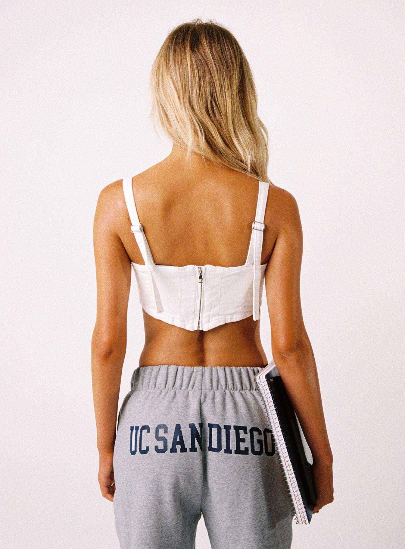 UCSD Denim Corset Top White - Image 4