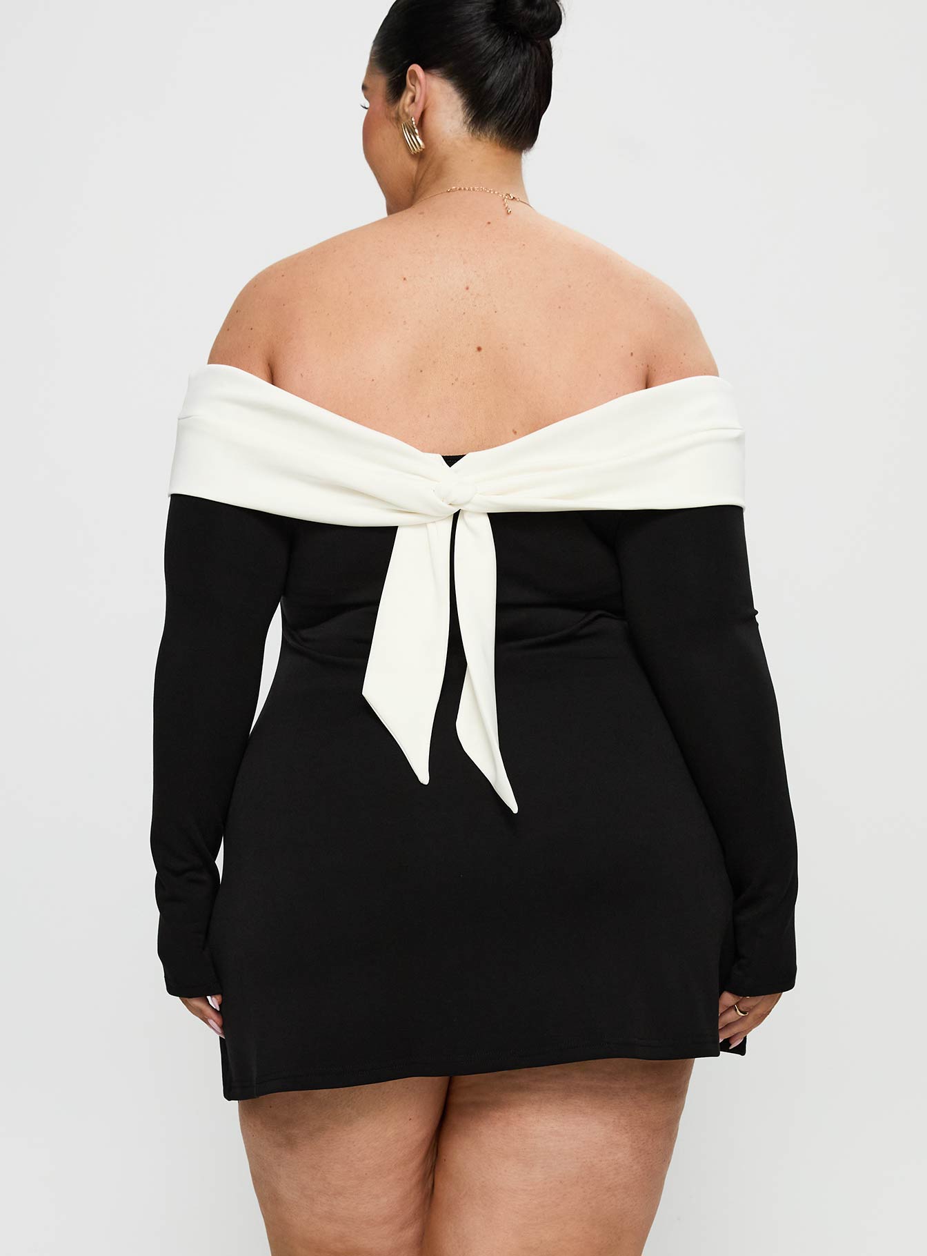 Distractions Off Shoulder Long Sleeve Mini Dress Multi Curve - Image 5