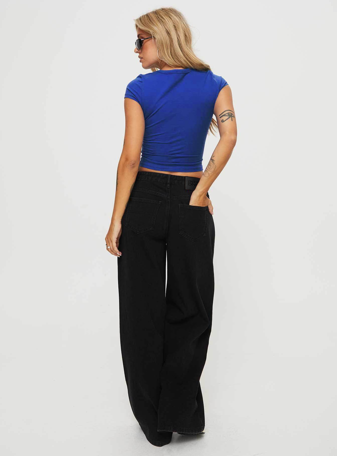 Naylor Mid Rise Wide Leg Jeans Washed Black Tall - Image 5