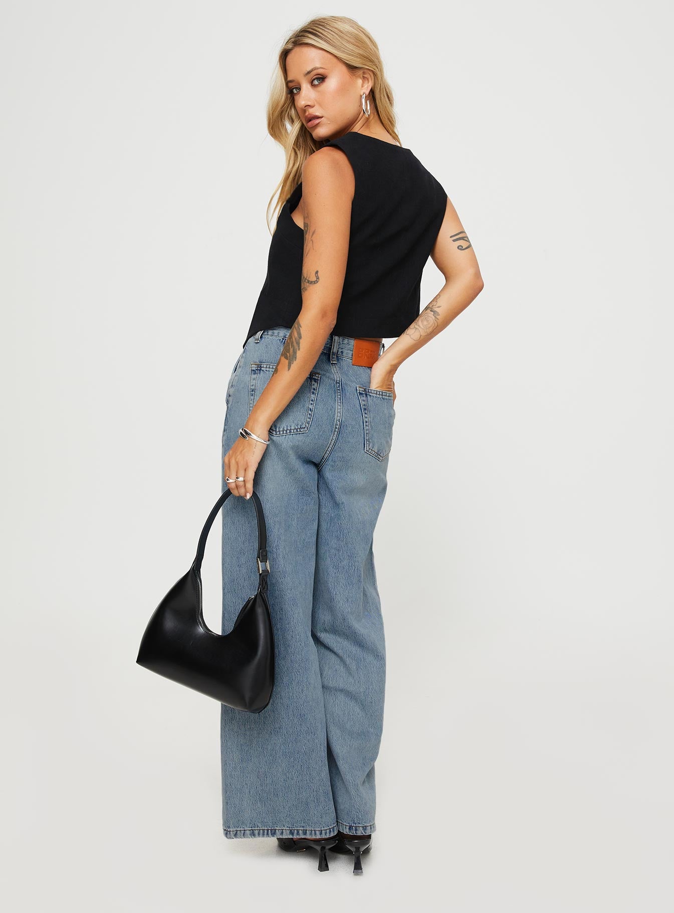 Jewelz High Rise Wide Leg Jeans Light Wash - Image 5