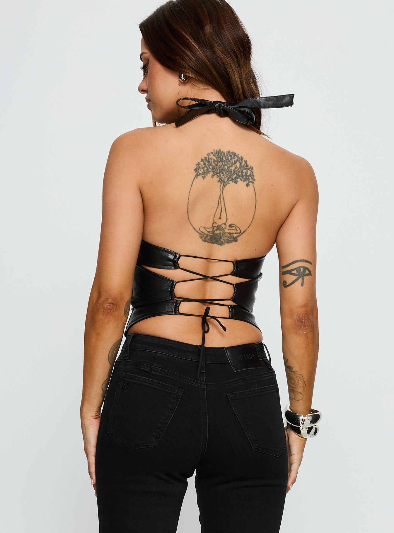 Treat You Better Ring Detail Faux Leather Top Black - Image 5