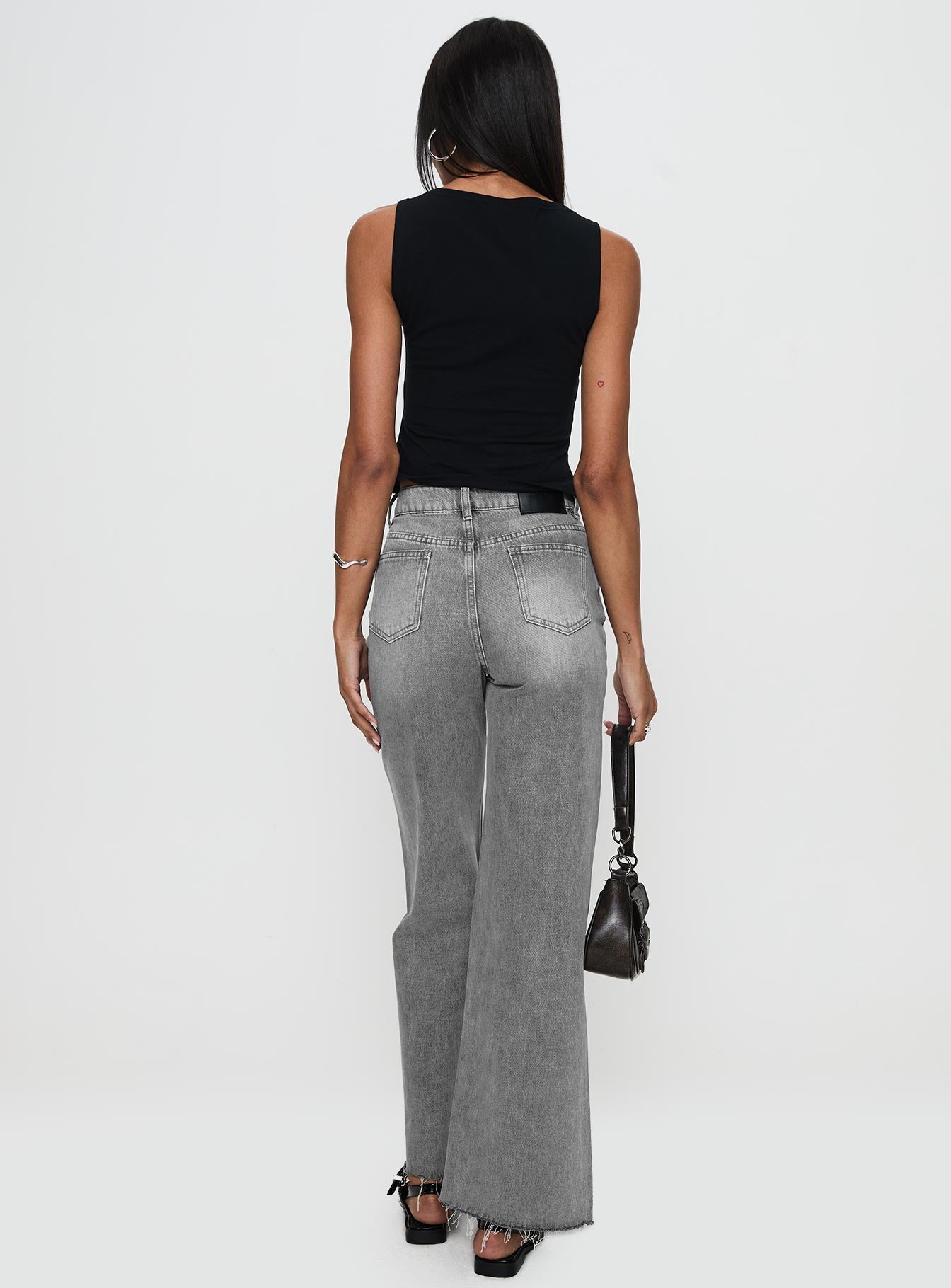 Henesey High Rise Straight Leg Jeans Washed Grey - Image 4
