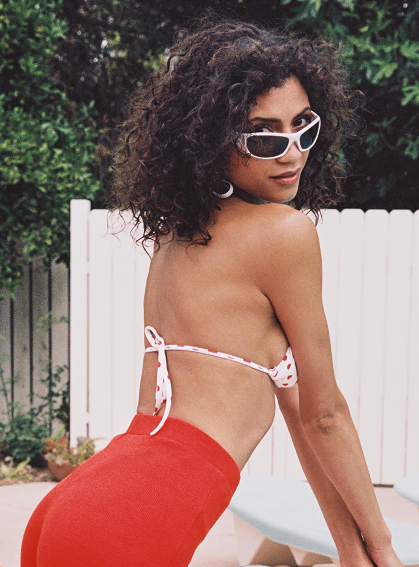 Jenner Triangle Bikini Top White / Red Polkadot - Image 4