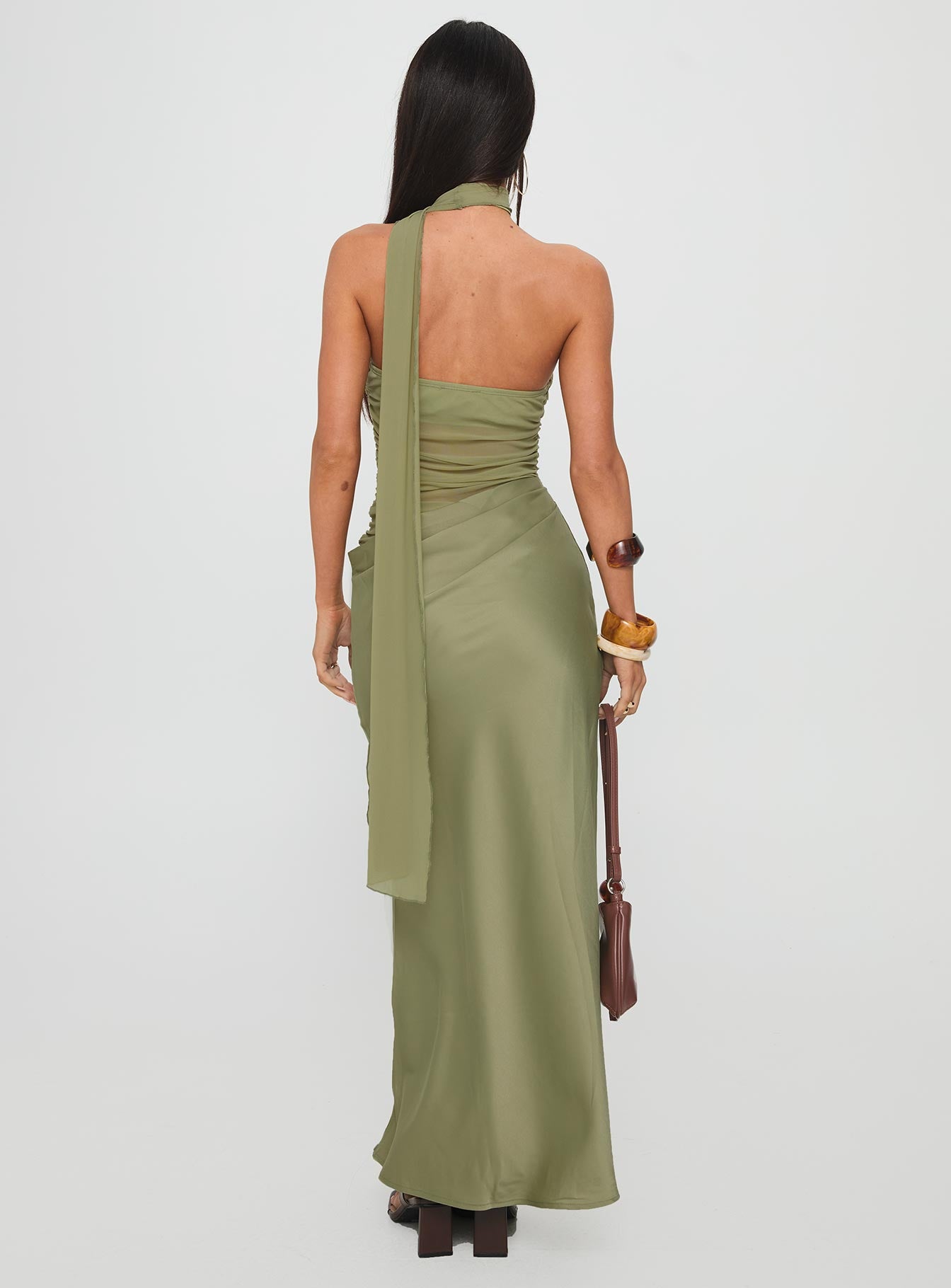 Indiara Halter Mesh Maxi Dress Green - Image 5