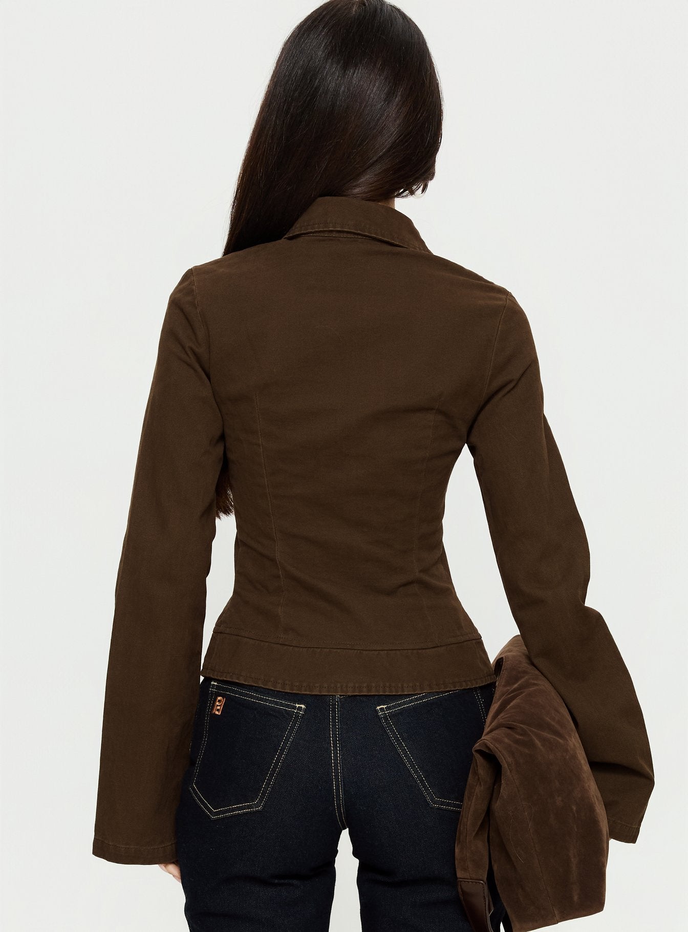 Kelehan Long Sleeve Zip Front Top Stonewashed Brown - Image 5