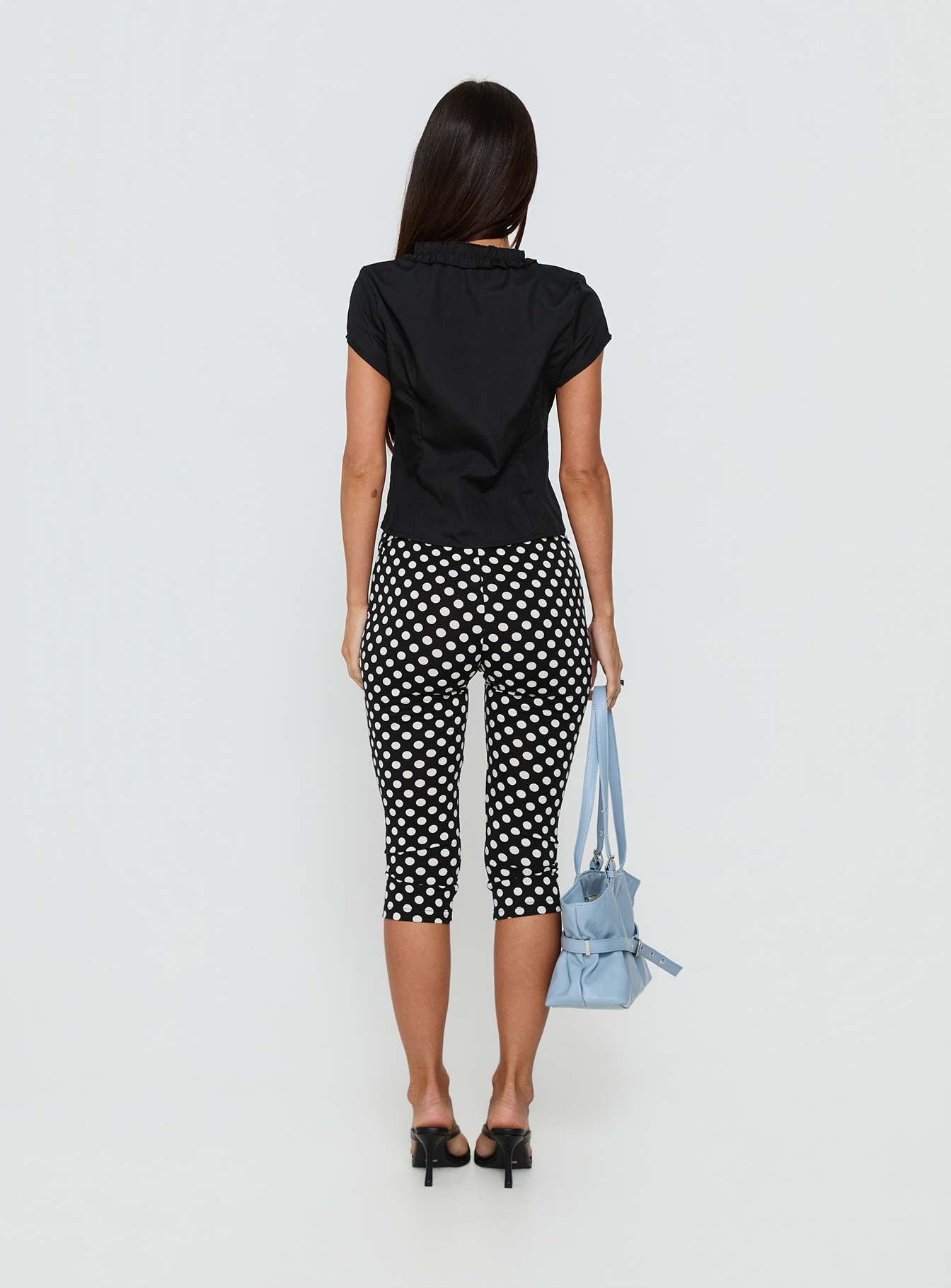 Perennial Frill Plunge Neck Top Black - Image 5