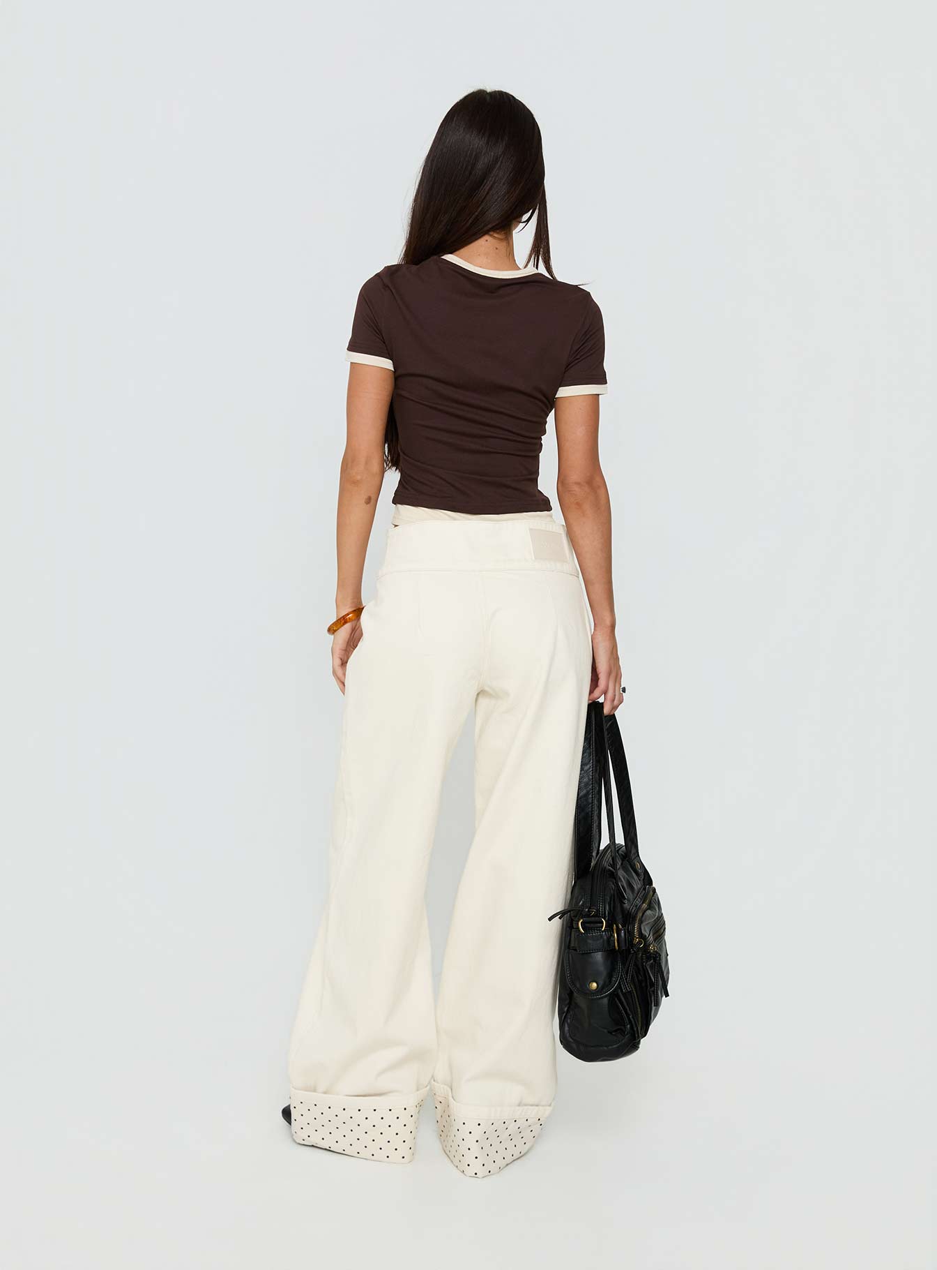 Nikoletta Foldover Jeans Cream / Polka - Image 5